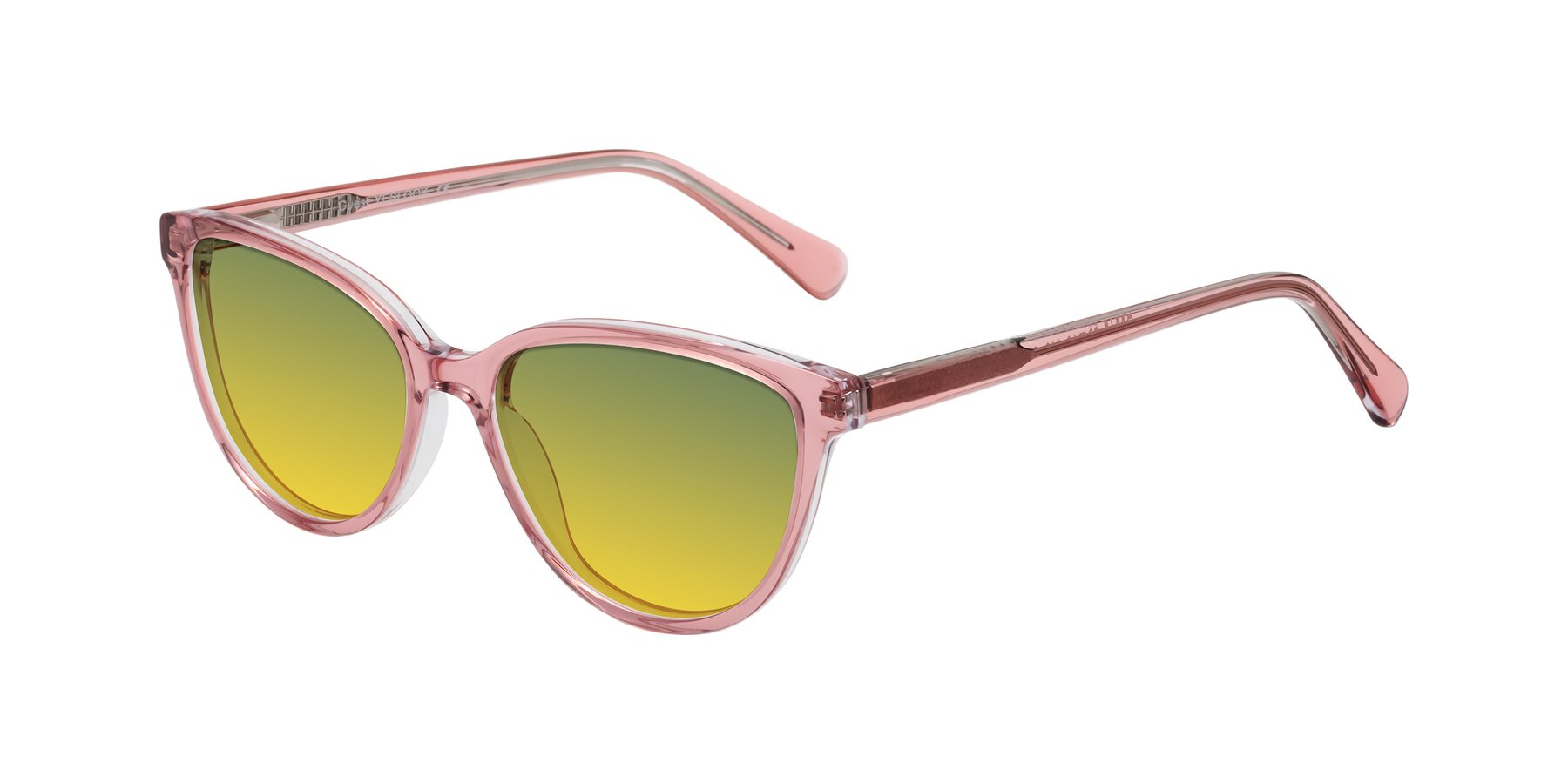 Angle of Guest in Pink with Green / Yellow Gradient Lenses