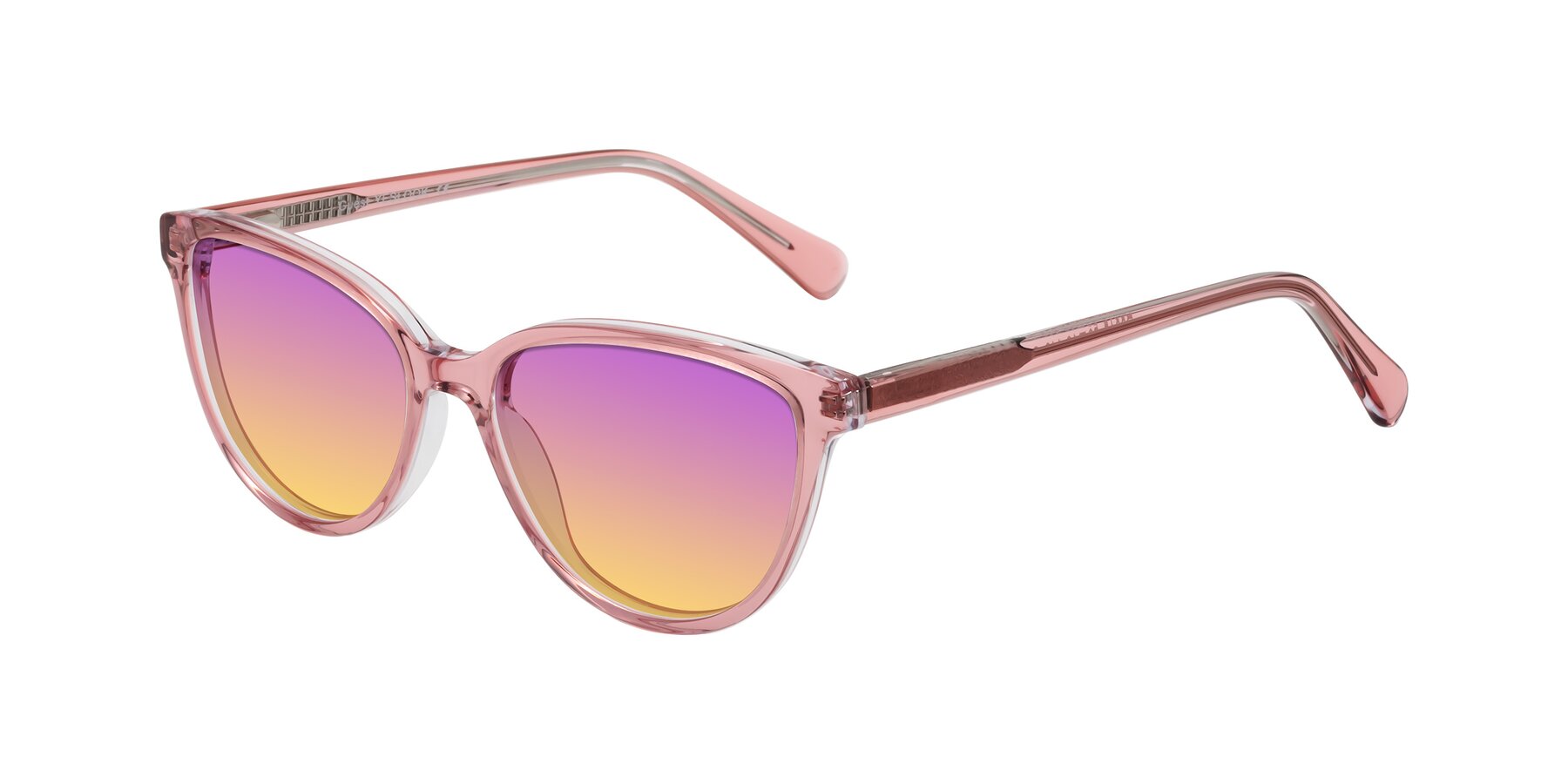 Angle of Guest in Pink with Purple / Yellow Gradient Lenses