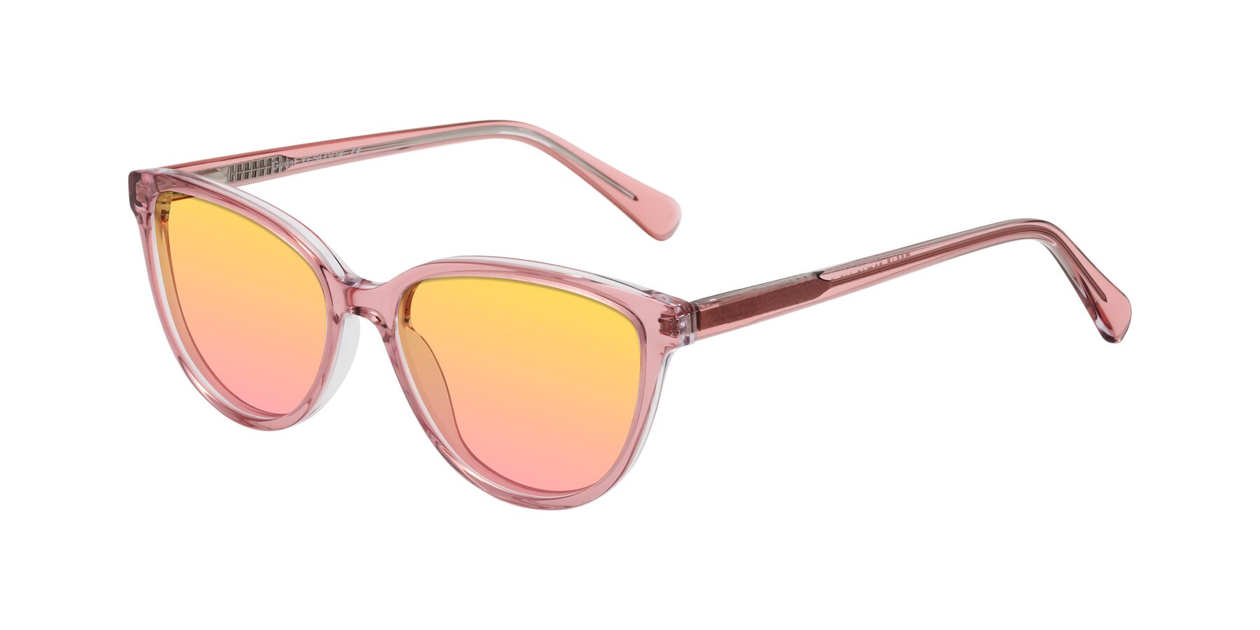 Angle of Guest in Pink with Yellow / Pink Gradient Lenses