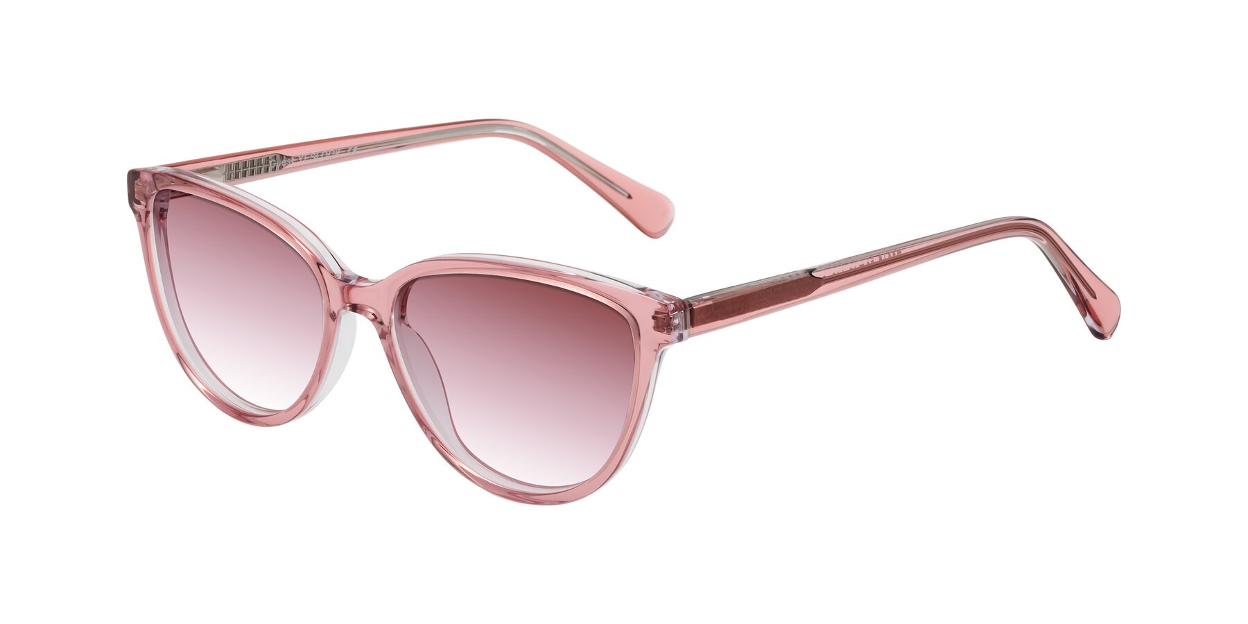 Angle of Guest in Pink with Garnet Gradient Lenses