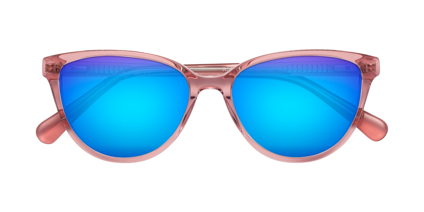 Folded Front of Guest in Pink with Blue Mirrored Lenses