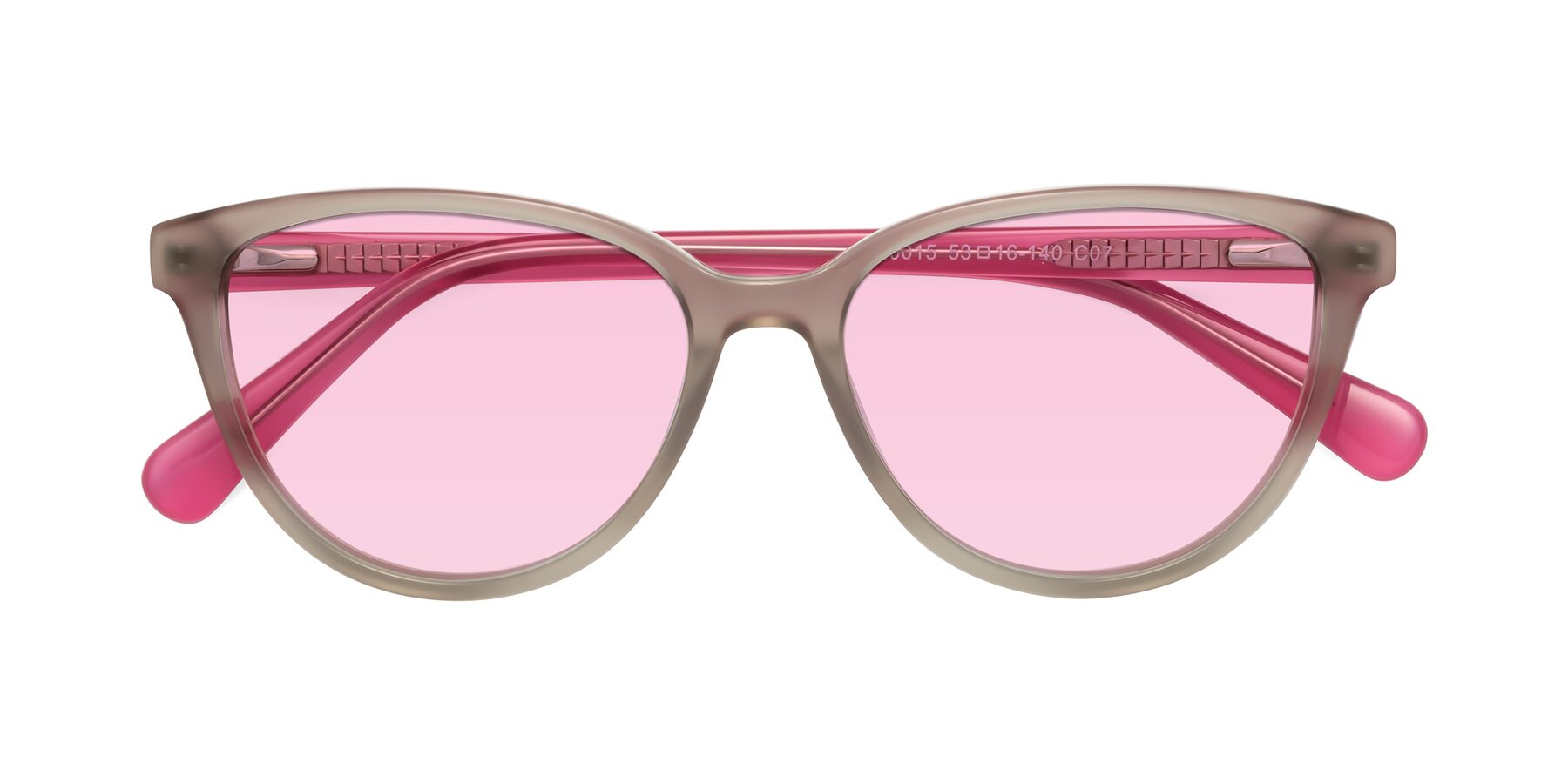 Folded Front of Guest in Pale Olive-Pink with Light Pink Tinted Lenses