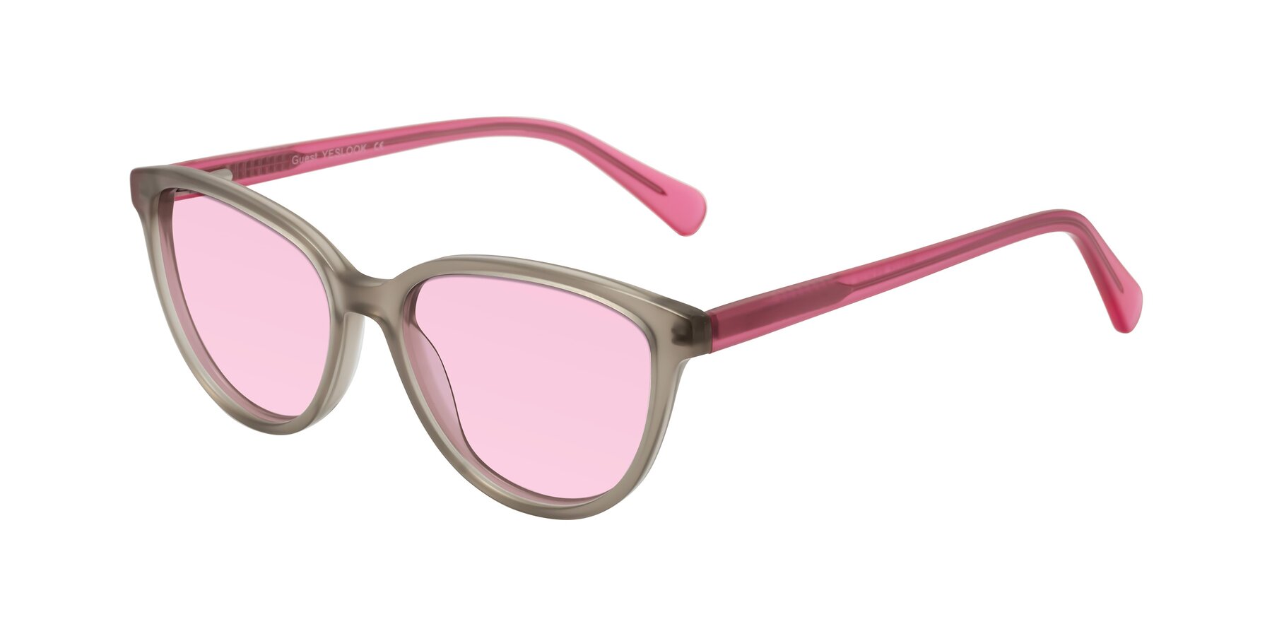 Angle of Guest in Pale Olive-Pink with Light Pink Tinted Lenses