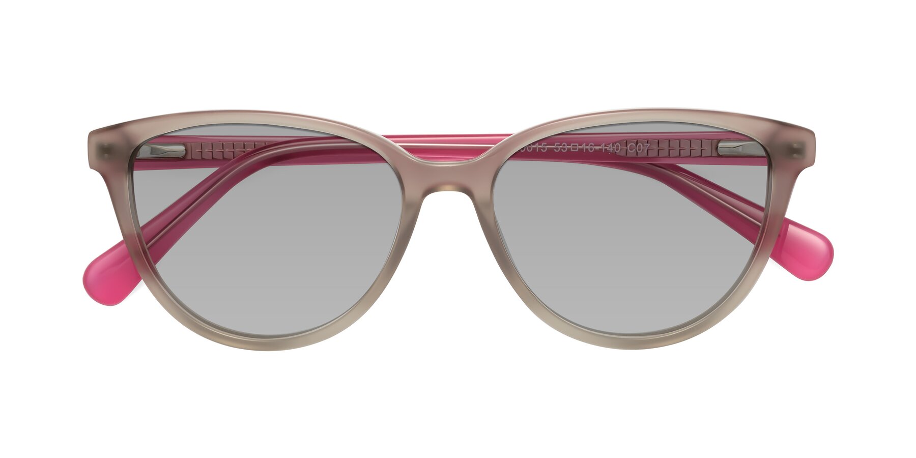 Folded Front of Guest in Pale Olive-Pink with Light Gray Tinted Lenses