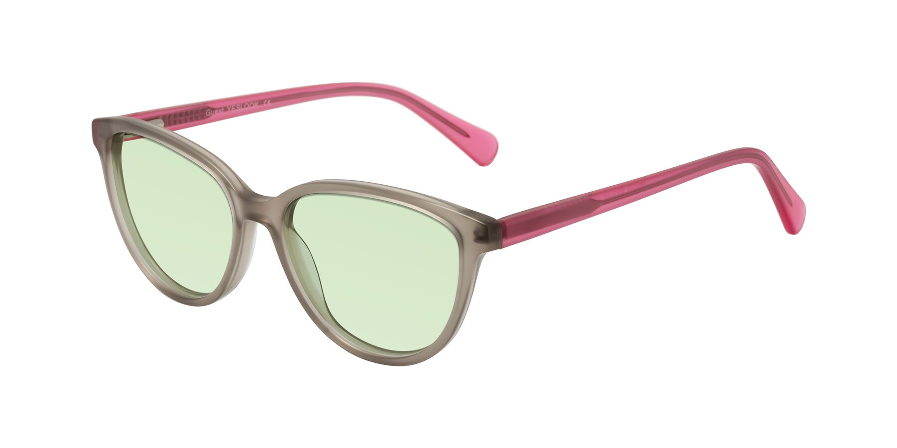 Angle of Guest in Pale Olive-Pink with Light Green Tinted Lenses