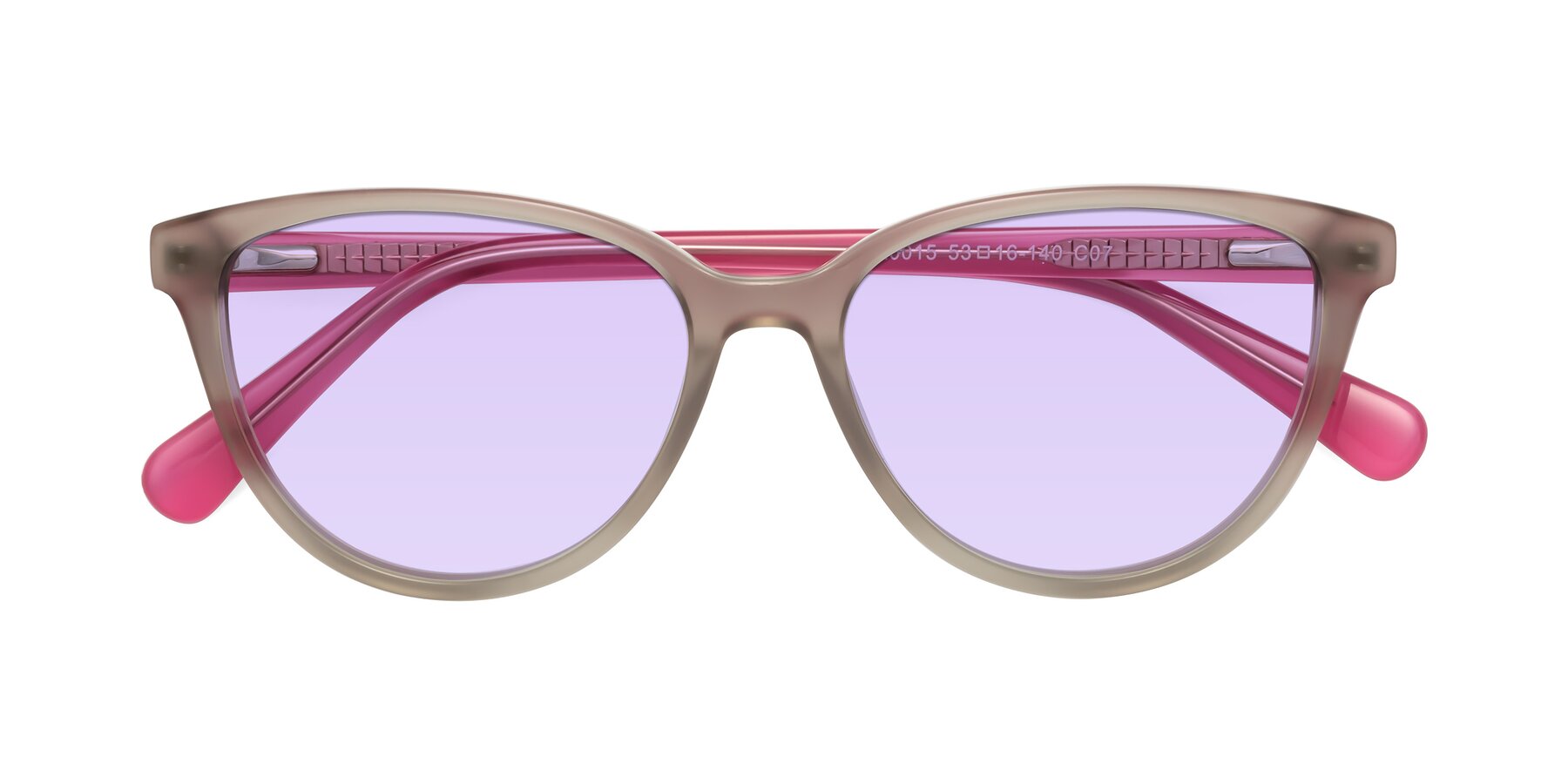 Folded Front of Guest in Pale Olive-Pink with Light Purple Tinted Lenses