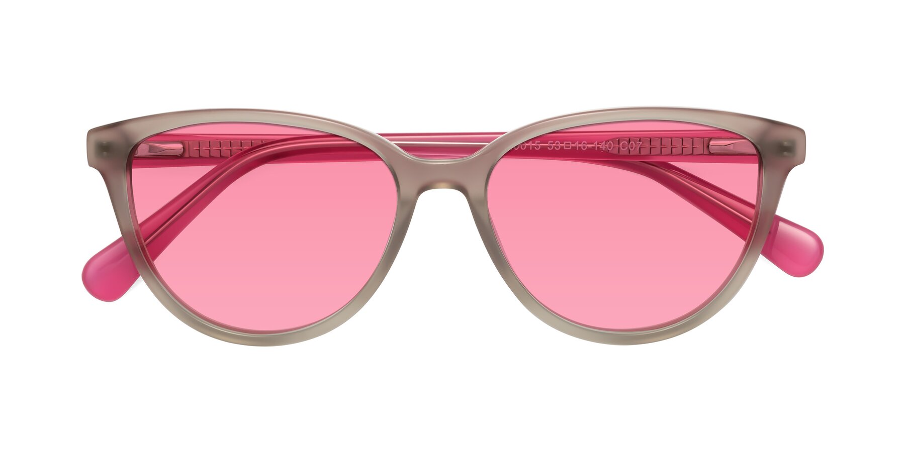 Folded Front of Guest in Pale Olive-Pink with Pink Tinted Lenses