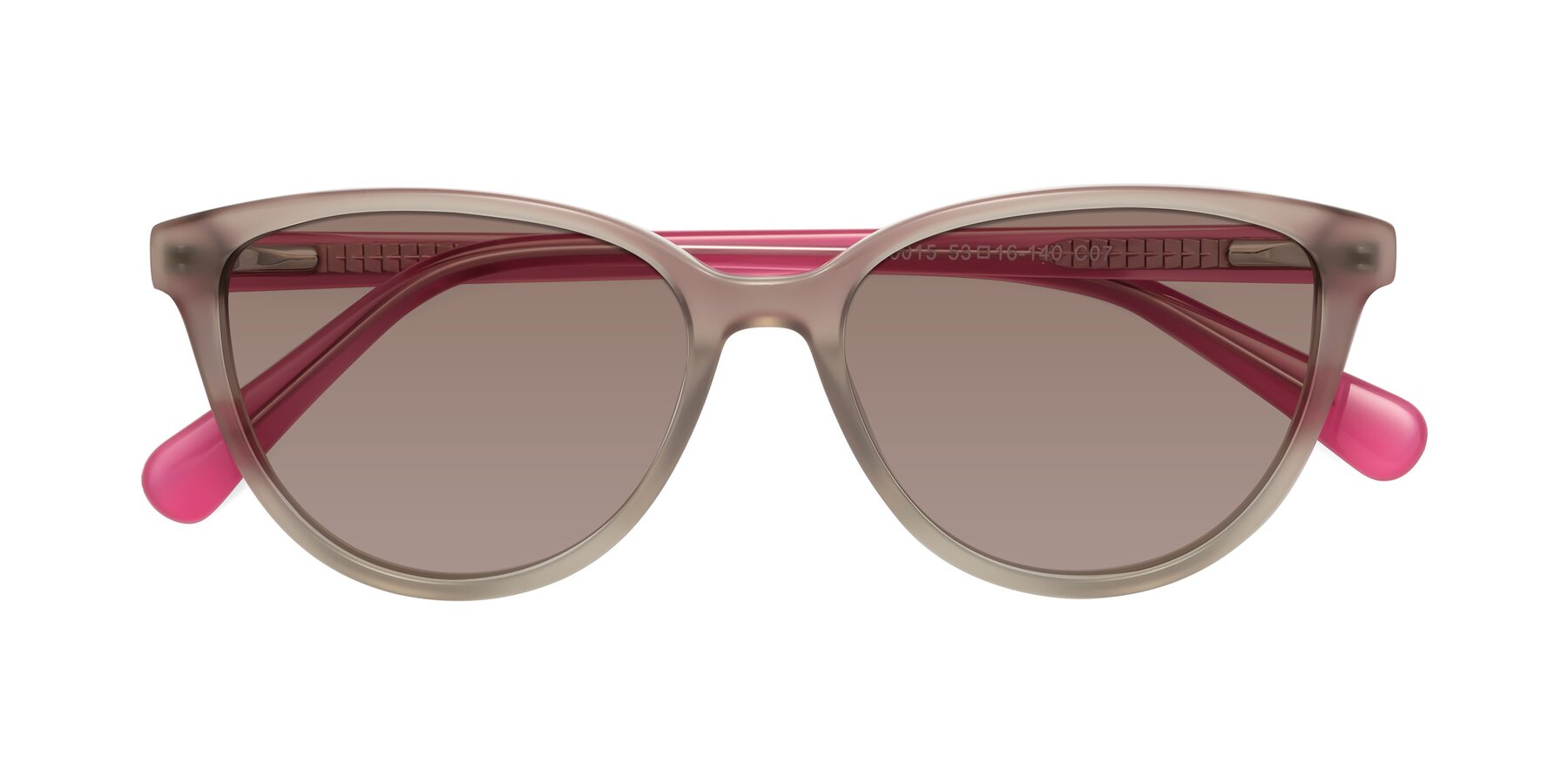 Folded Front of Guest in Pale Olive-Pink with Medium Brown Tinted Lenses