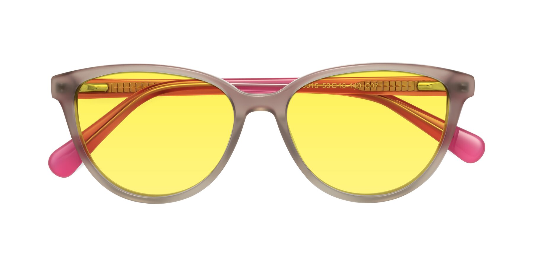 Folded Front of Guest in Pale Olive-Pink with Medium Yellow Tinted Lenses