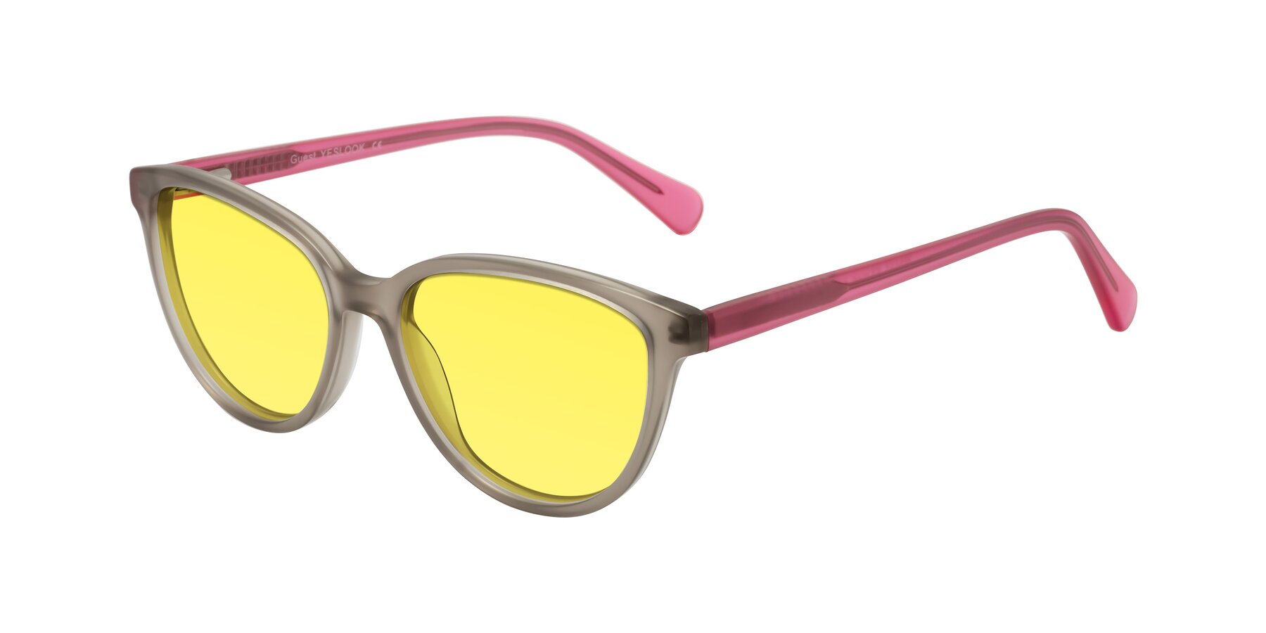 Angle of Guest in Pale Olive-Pink with Medium Yellow Tinted Lenses