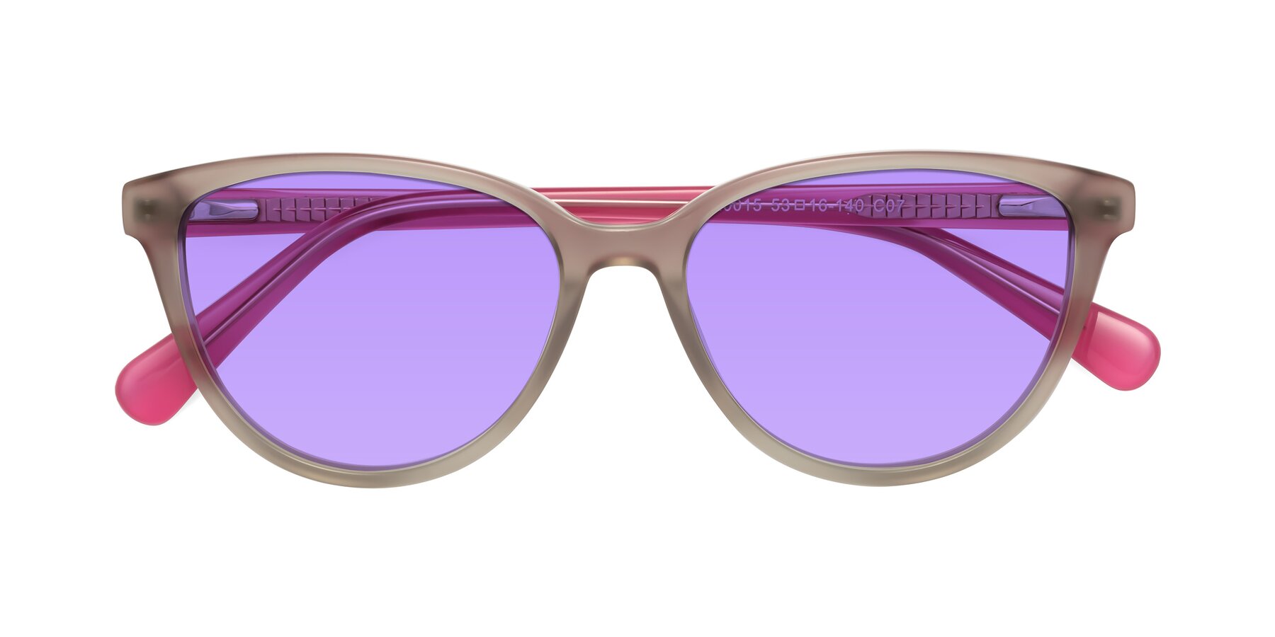 Folded Front of Guest in Pale Olive-Pink with Medium Purple Tinted Lenses