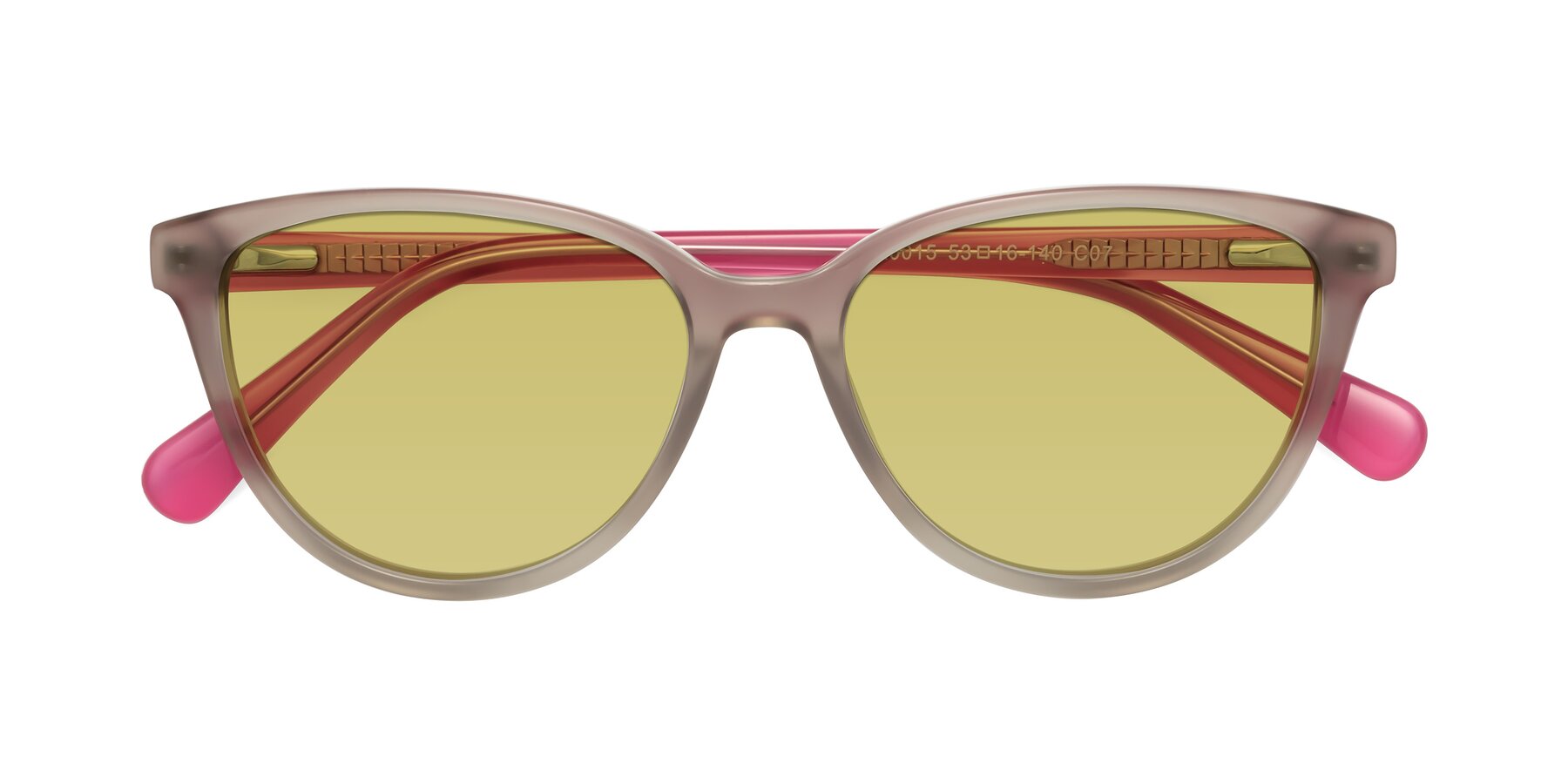 Folded Front of Guest in Pale Olive-Pink with Medium Champagne Tinted Lenses