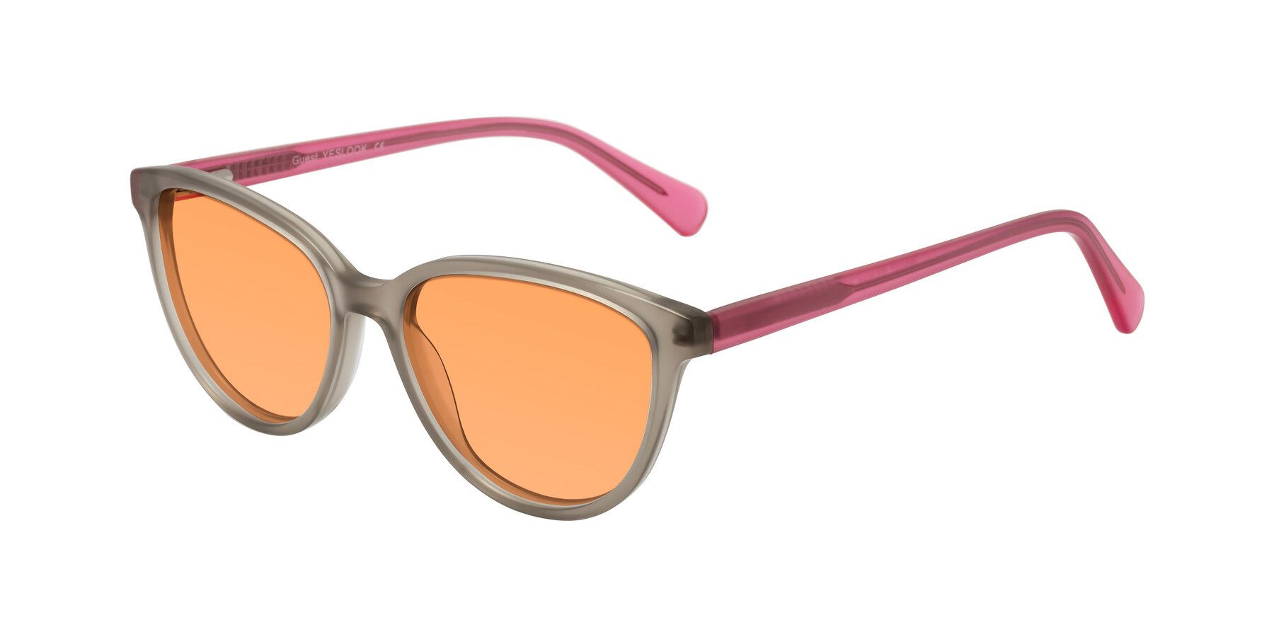 Angle of Guest in Pale Olive-Pink with Medium Orange Tinted Lenses