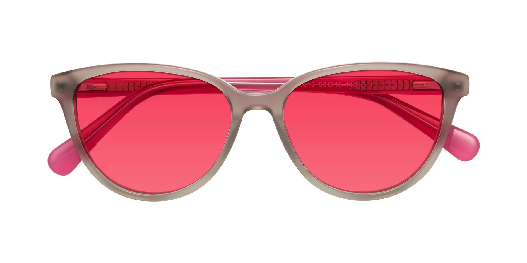 Folded Front of Guest in Pale Olive-Pink with Red Tinted Lenses