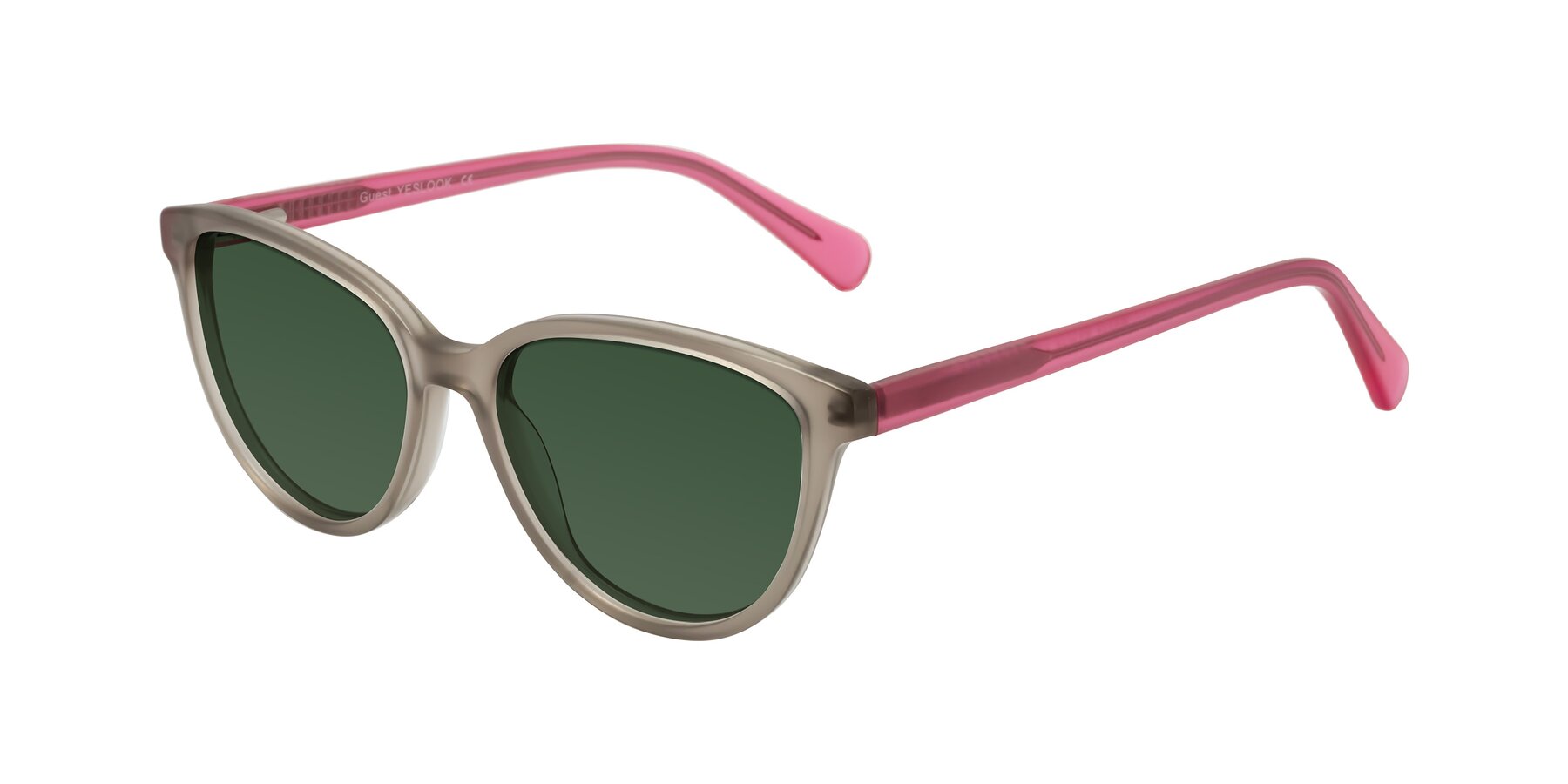 Angle of Guest in Pale Olive-Pink with Green Tinted Lenses