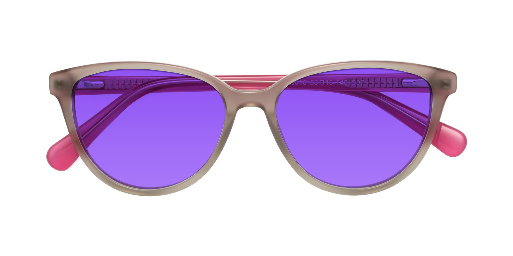 Folded Front of Guest in Pale Olive-Pink with Purple Tinted Lenses