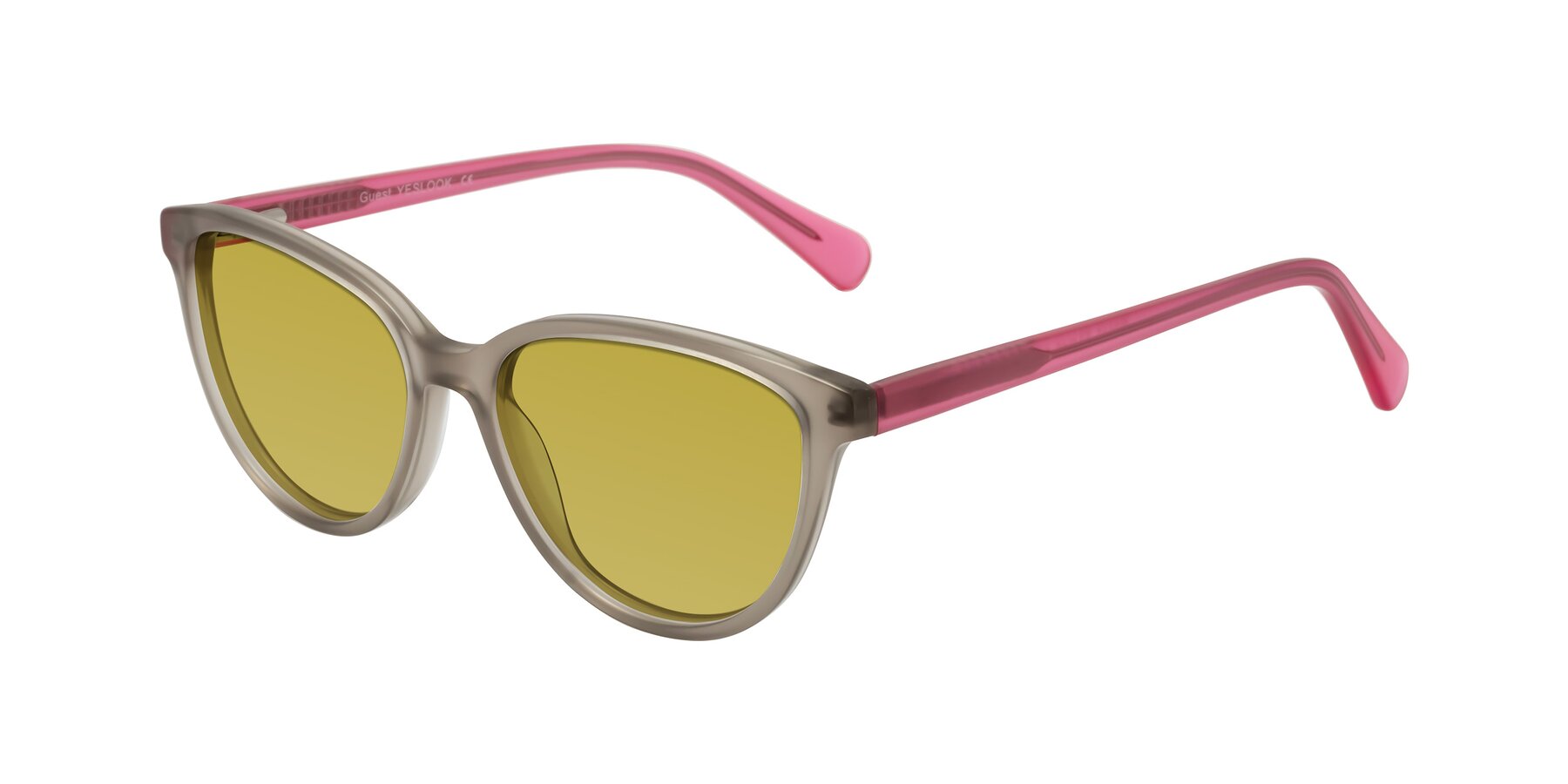 Angle of Guest in Pale Olive-Pink with Champagne Tinted Lenses