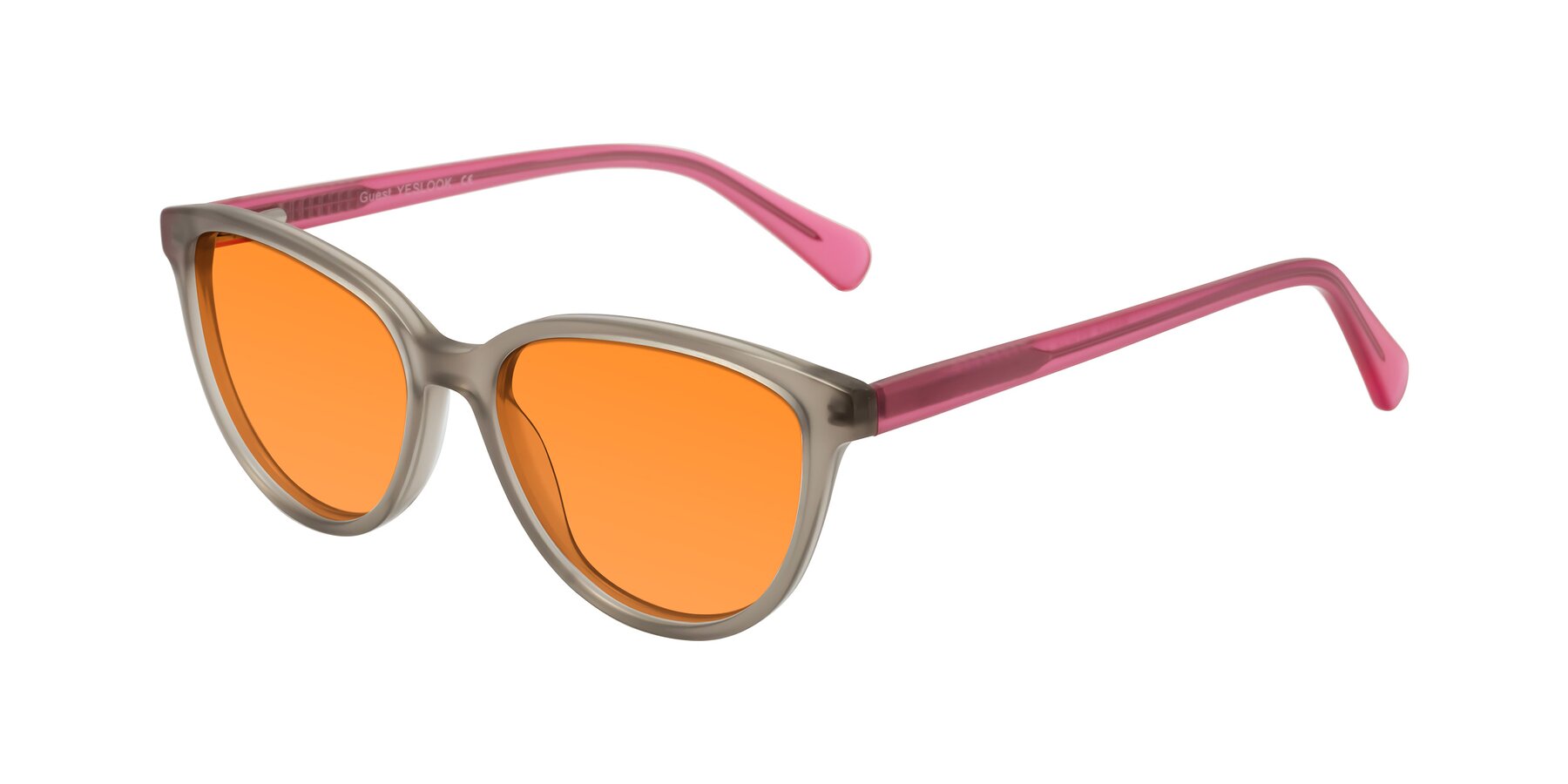 Angle of Guest in Pale Olive-Pink with Orange Tinted Lenses