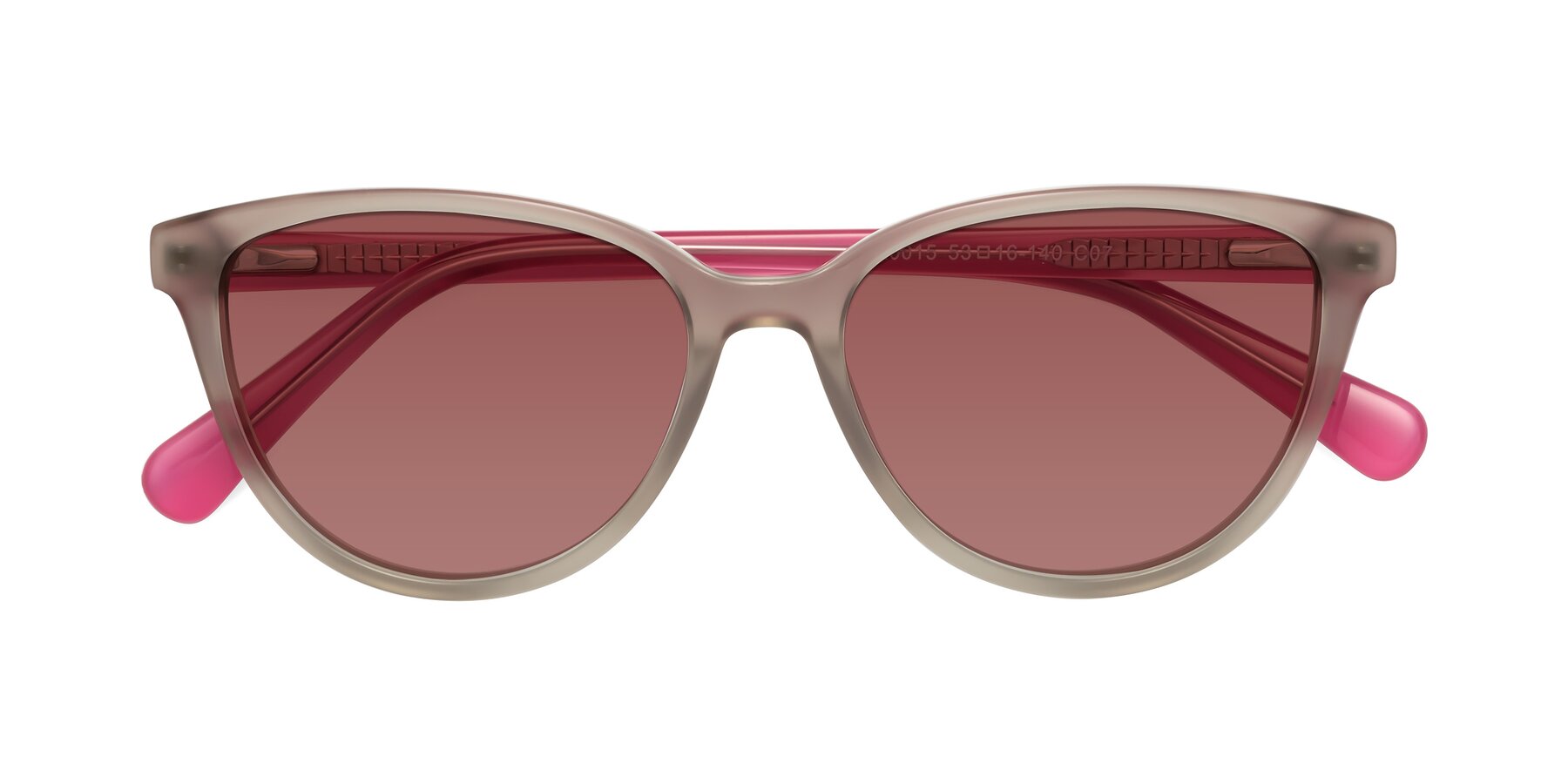 Folded Front of Guest in Pale Olive-Pink with Garnet Tinted Lenses