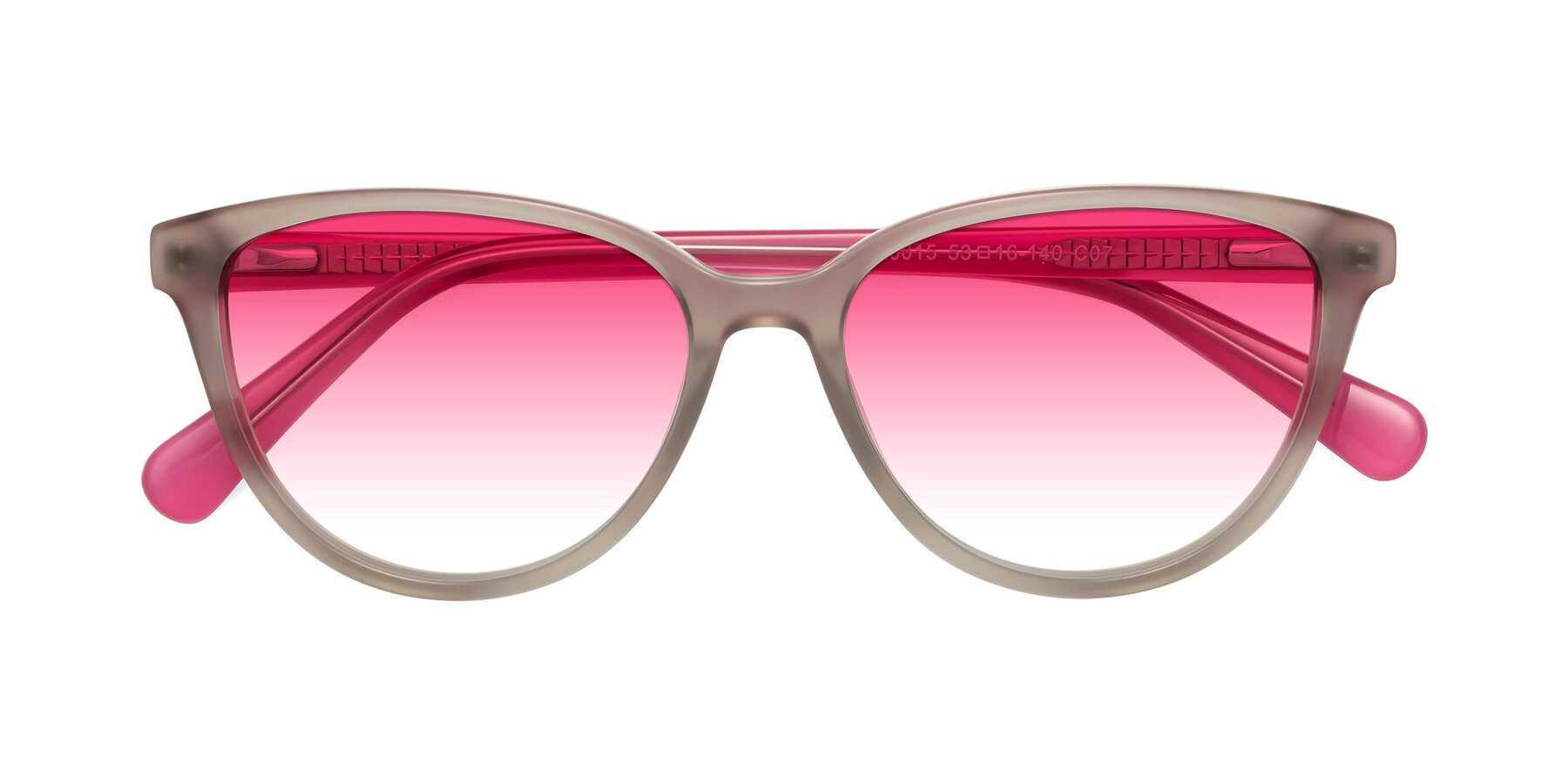 Folded Front of Guest in Pale Olive-Pink with Pink Gradient Lenses