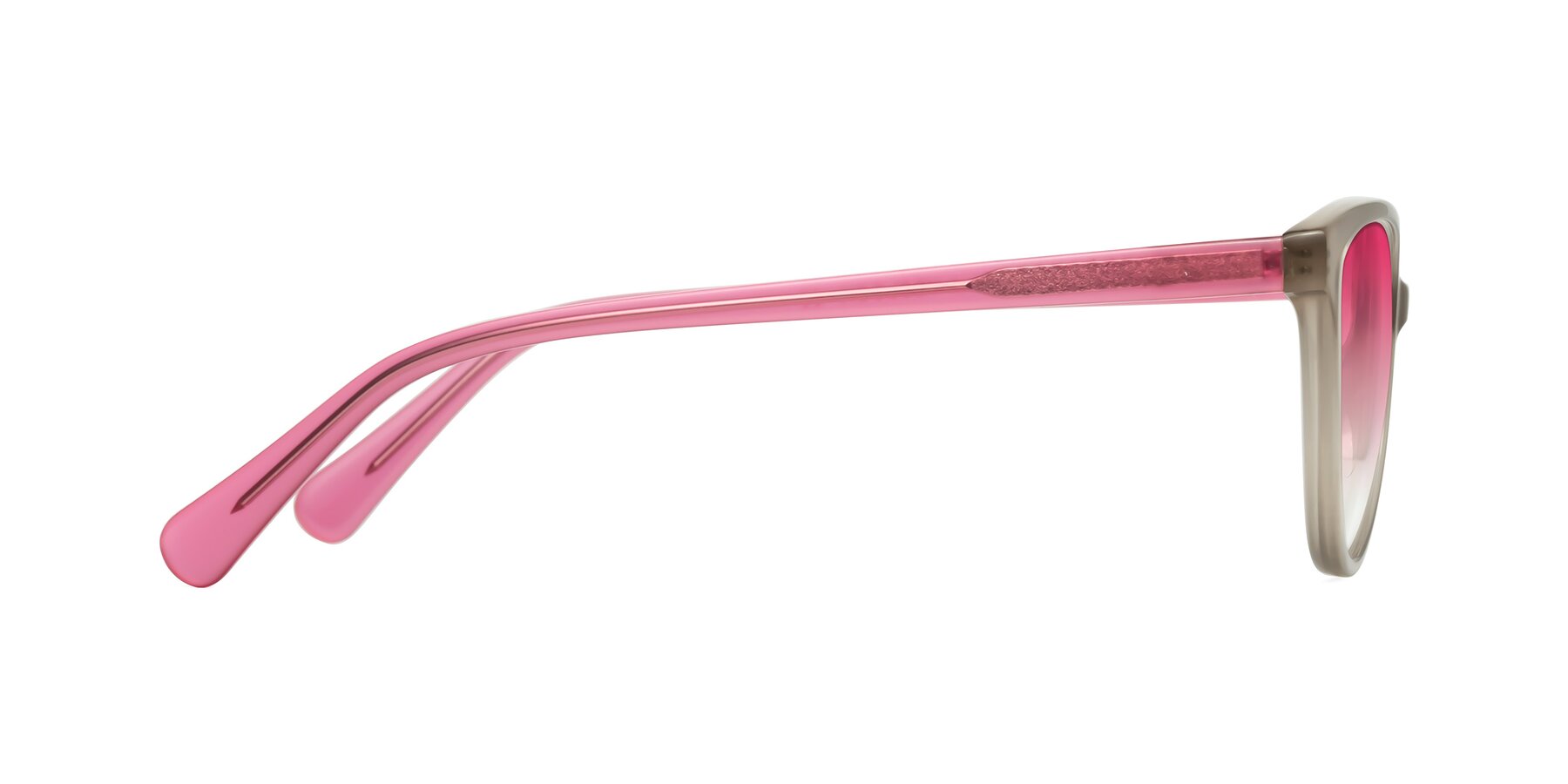 Side of Guest in Pale Olive-Pink with Pink Gradient Lenses