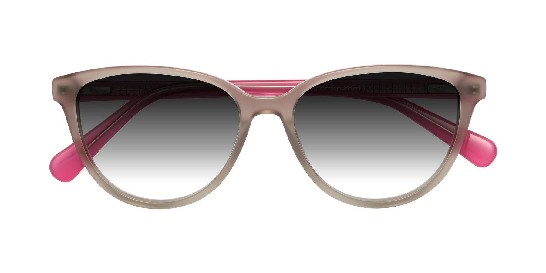 Folded Front of Guest in Pale Olive-Pink with Gray Gradient Lenses