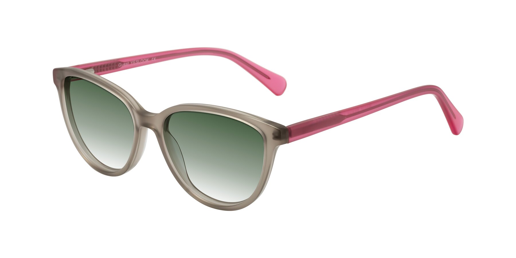 Angle of Guest in Pale Olive-Pink with Green Gradient Lenses