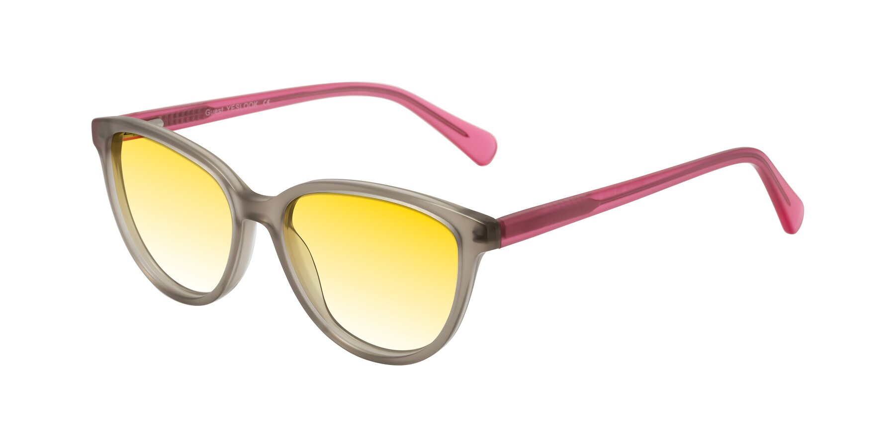 Angle of Guest in Pale Olive-Pink with Yellow Gradient Lenses