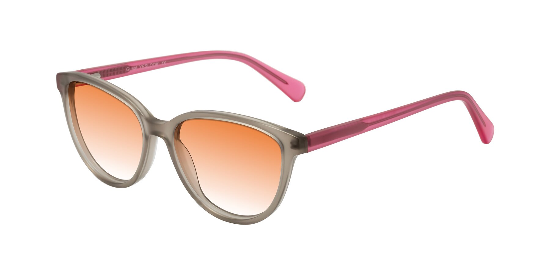 Angle of Guest in Pale Olive-Pink with Orange Gradient Lenses