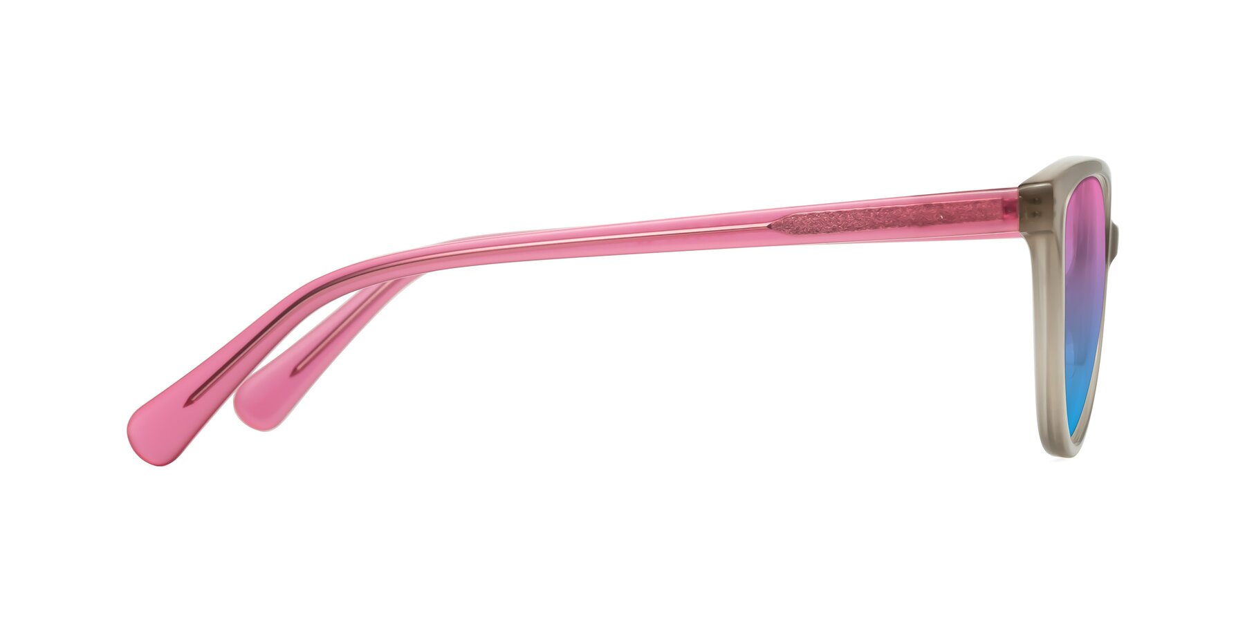 Side of Guest in Pale Olive-Pink with Pink / Blue Gradient Lenses