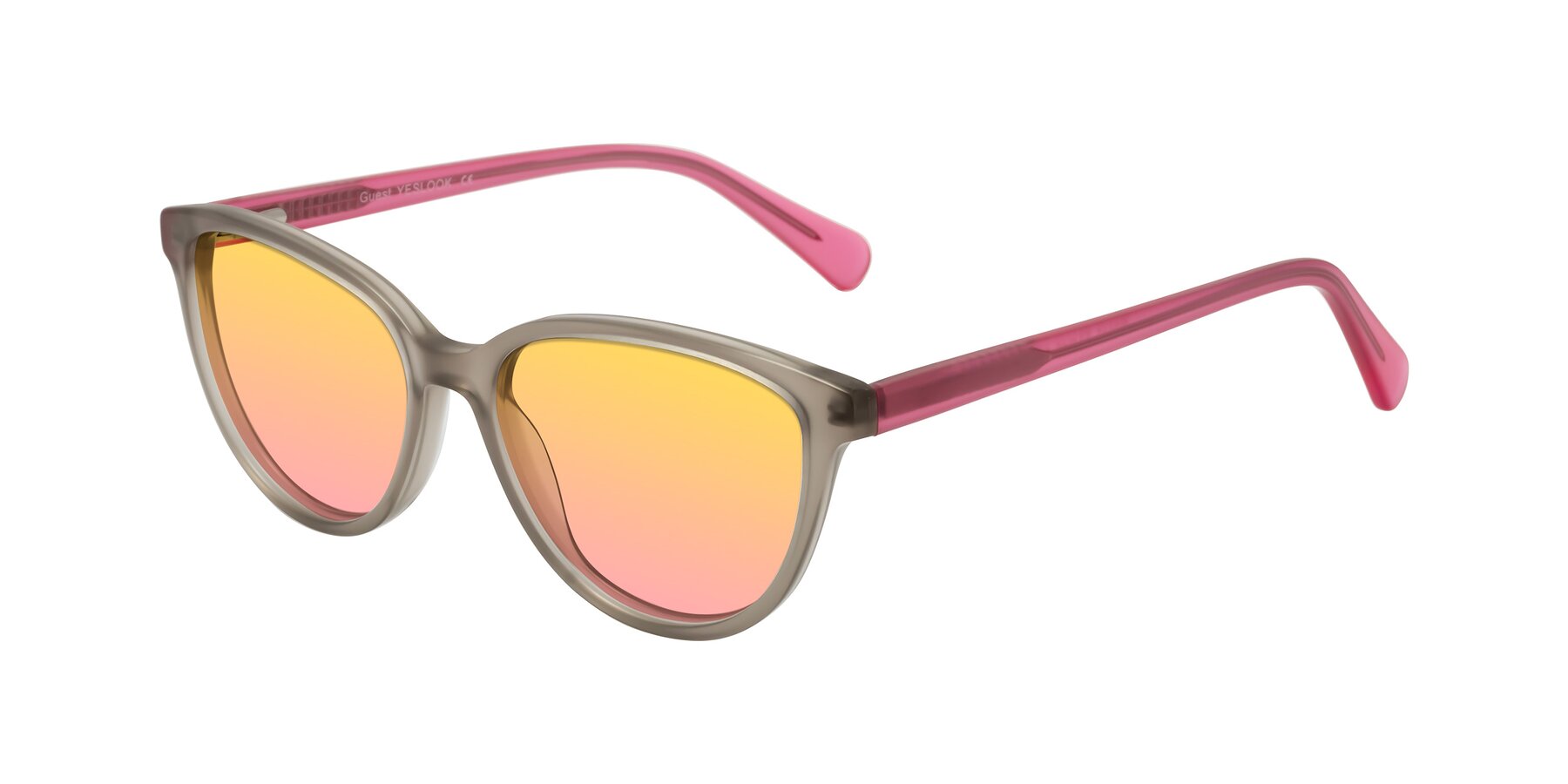 Angle of Guest in Pale Olive-Pink with Yellow / Pink Gradient Lenses