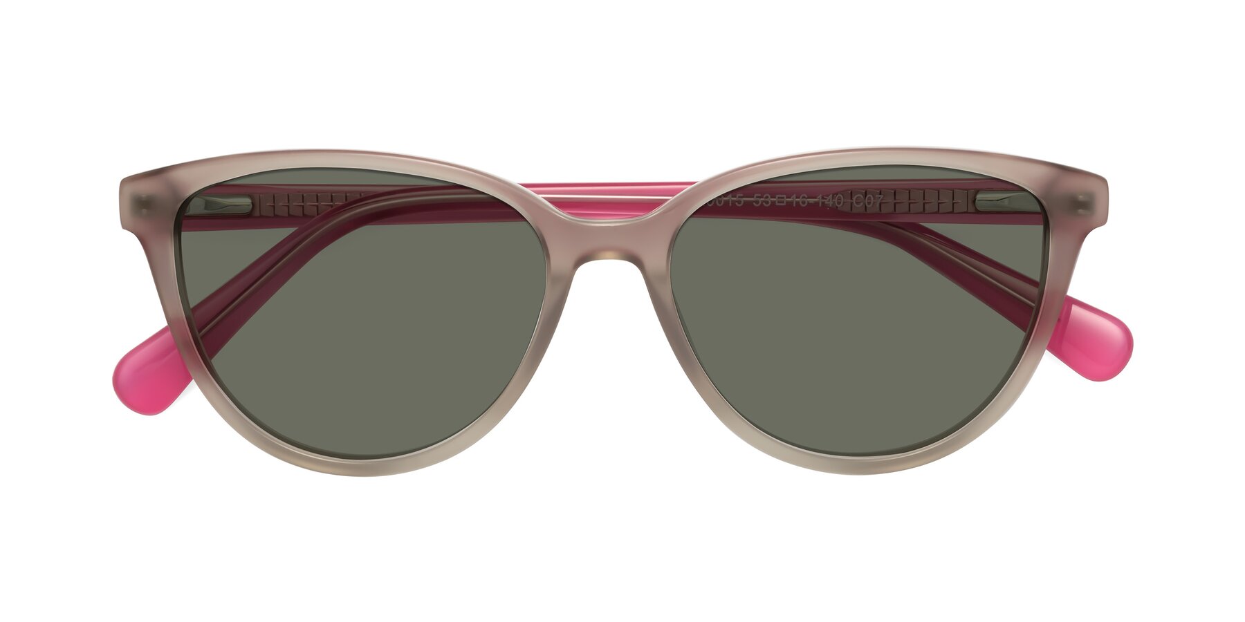 Folded Front of Guest in Pale Olive-Pink with Gray Polarized Lenses