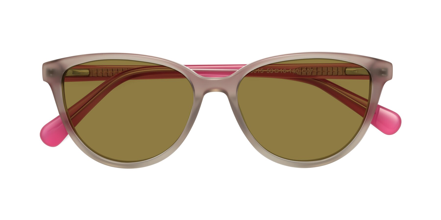 Folded Front of Guest in Pale Olive-Pink with Brown Polarized Lenses