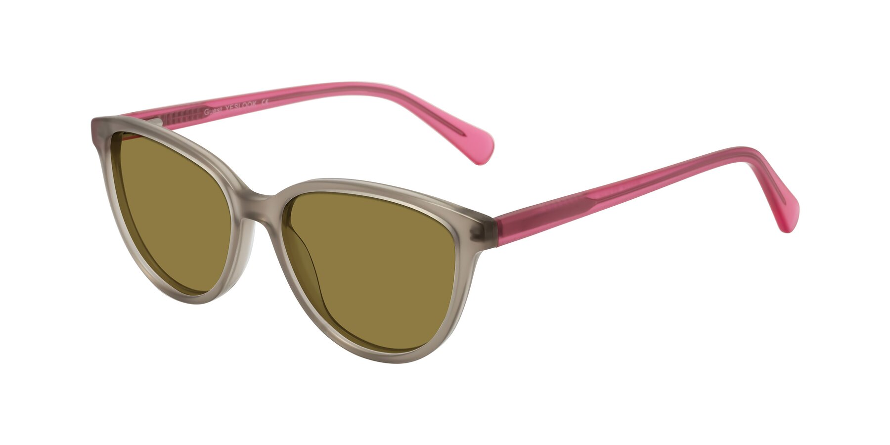 Angle of Guest in Pale Olive-Pink with Brown Polarized Lenses