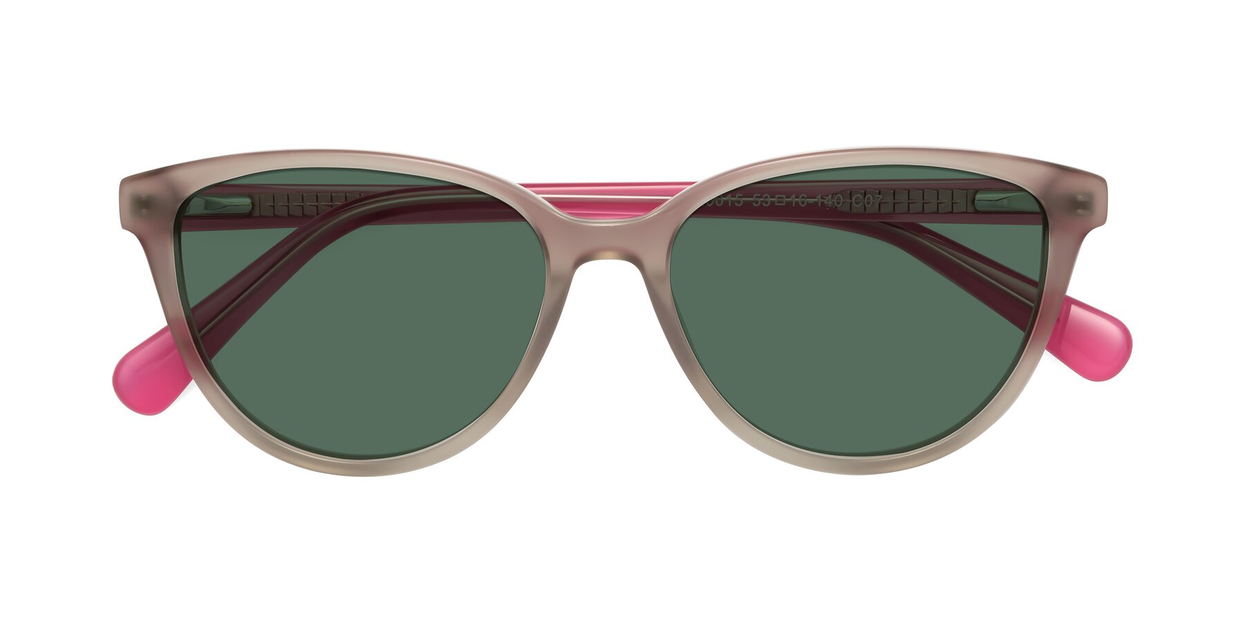 Folded Front of Guest in Pale Olive-Pink with Green Polarized Lenses