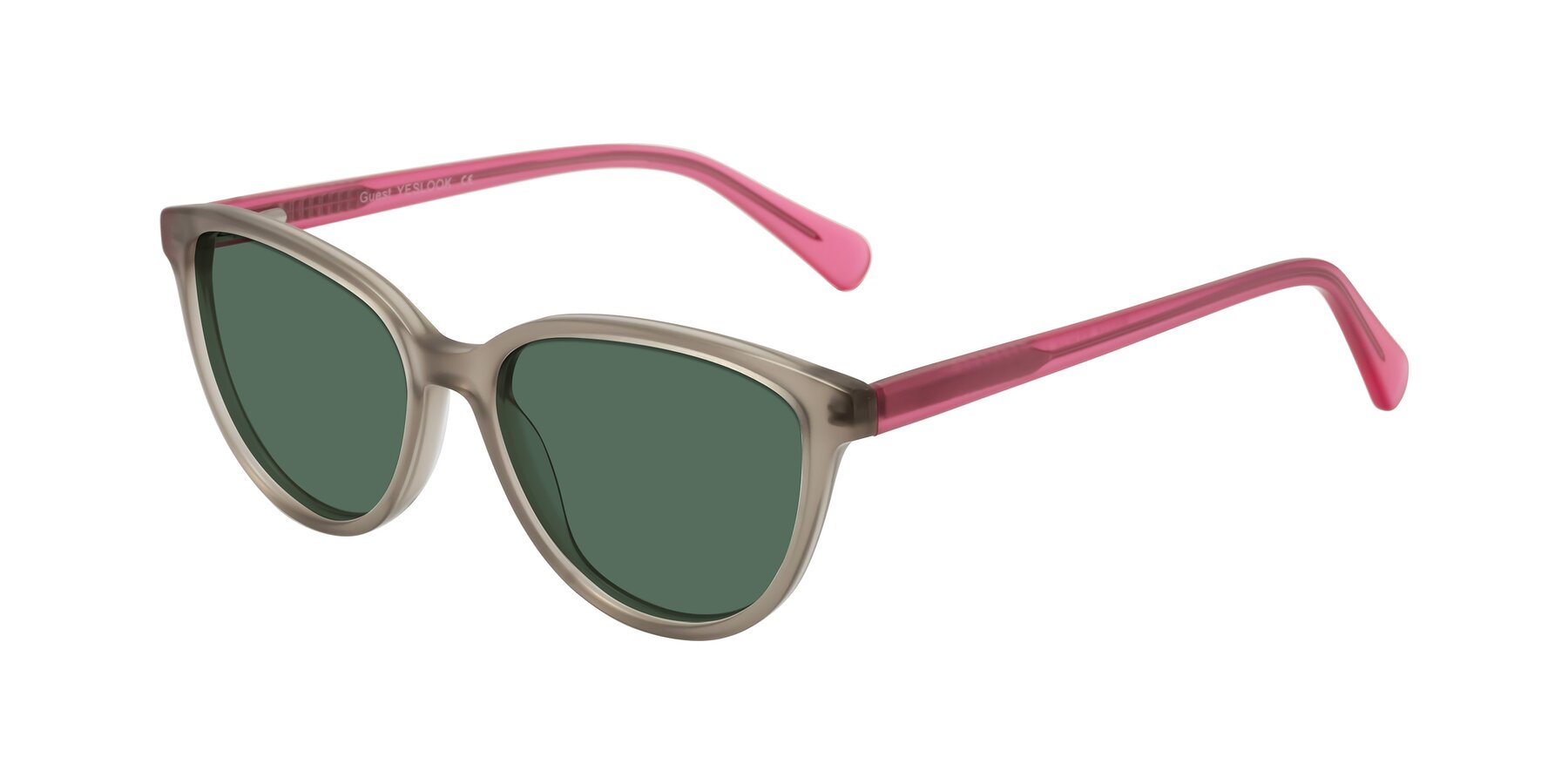 Angle of Guest in Pale Olive-Pink with Green Polarized Lenses