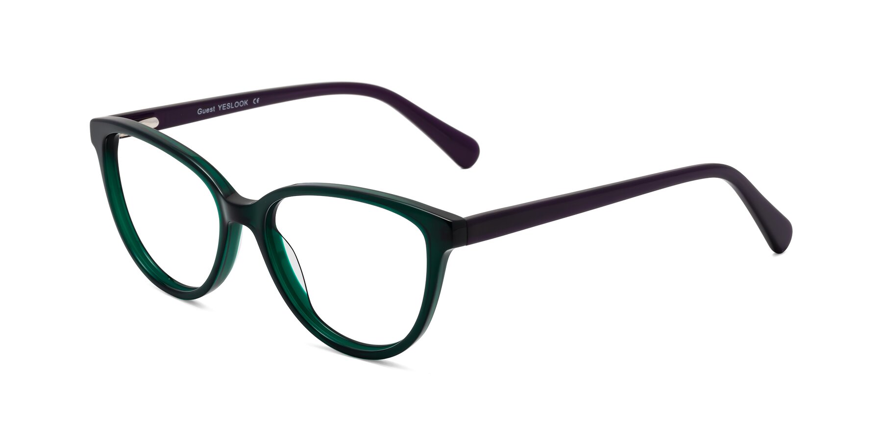 Angle of Guest in Green-Purple with Clear Eyeglass Lenses