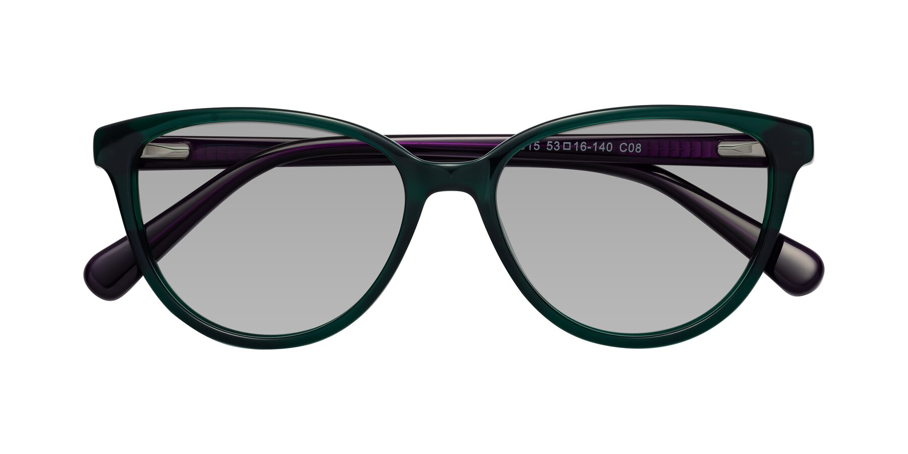 Folded Front of Guest in Green-Purple with Light Gray Tinted Lenses