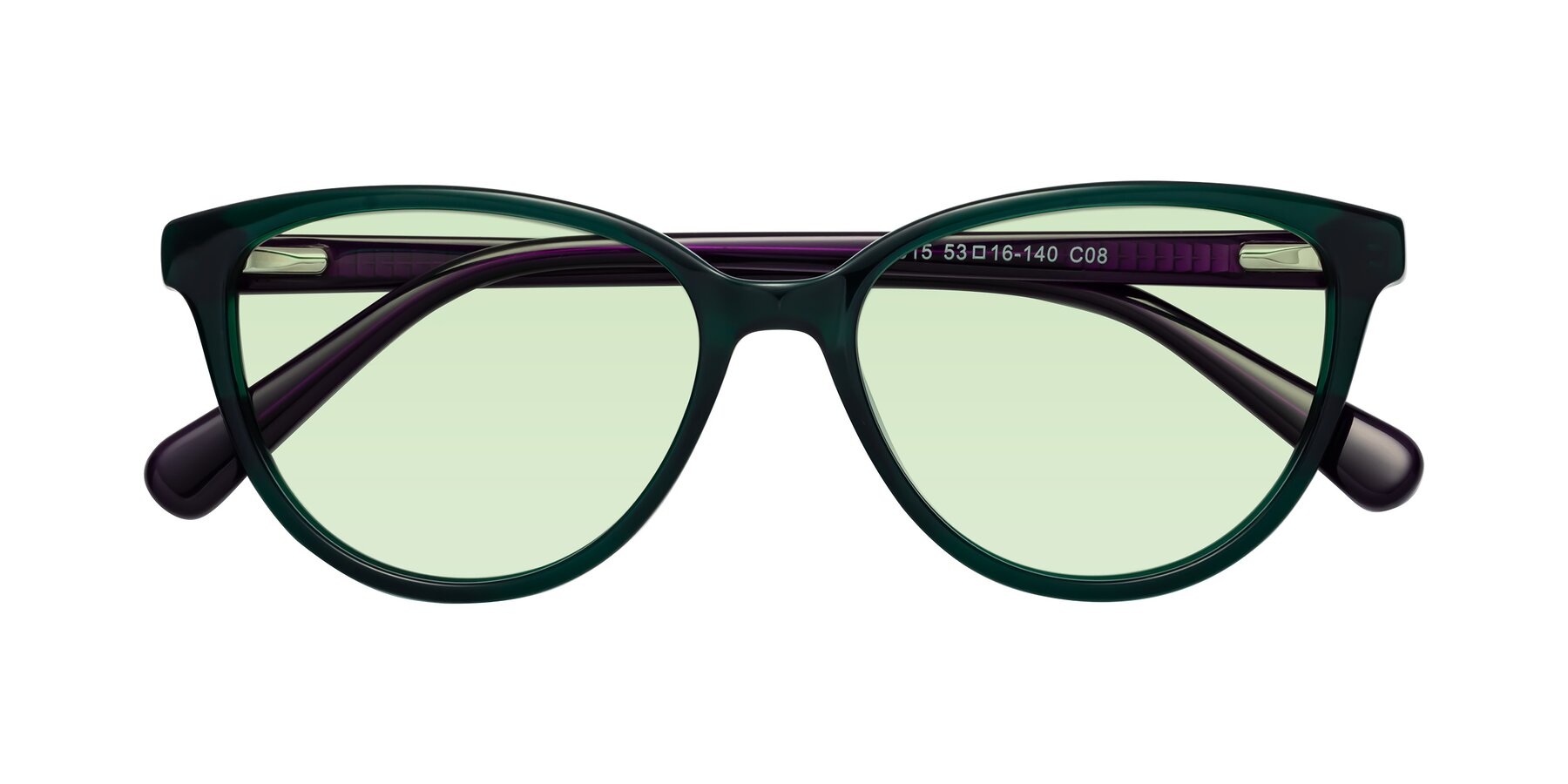 Folded Front of Guest in Green-Purple with Light Green Tinted Lenses