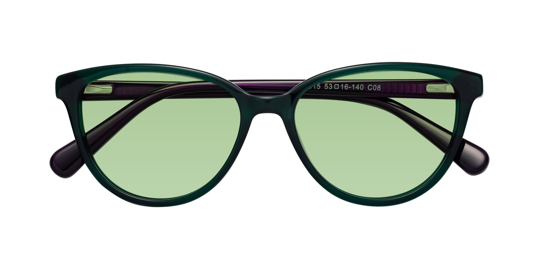 Folded Front of Guest in Green-Purple with Medium Green Tinted Lenses