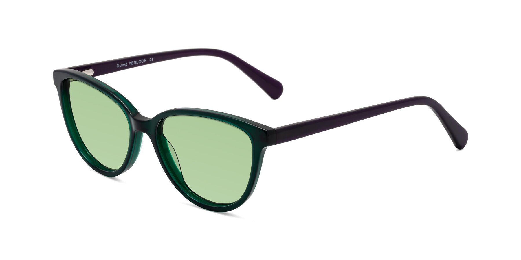 Angle of Guest in Green-Purple with Medium Green Tinted Lenses