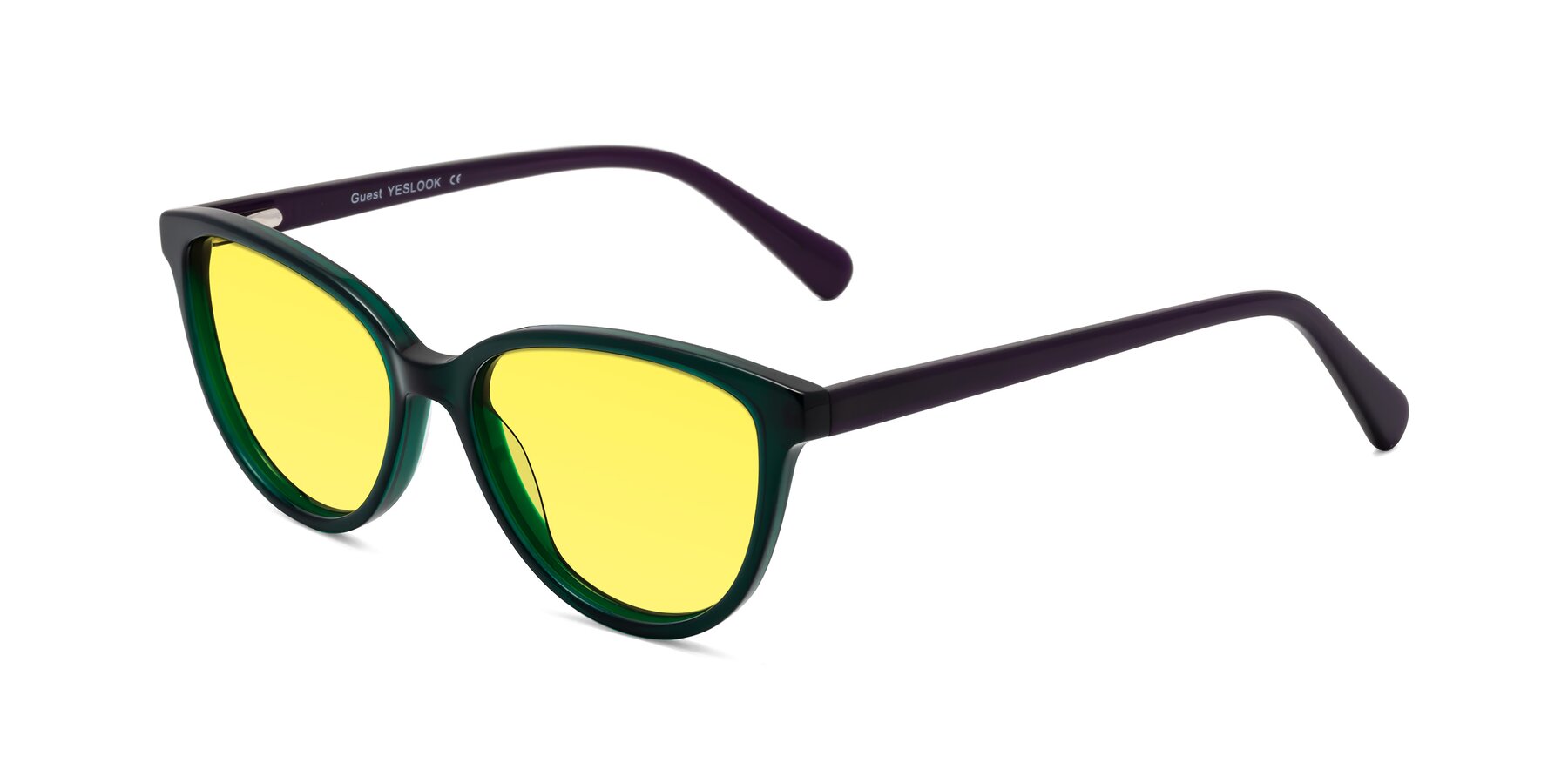 Angle of Guest in Green-Purple with Medium Yellow Tinted Lenses