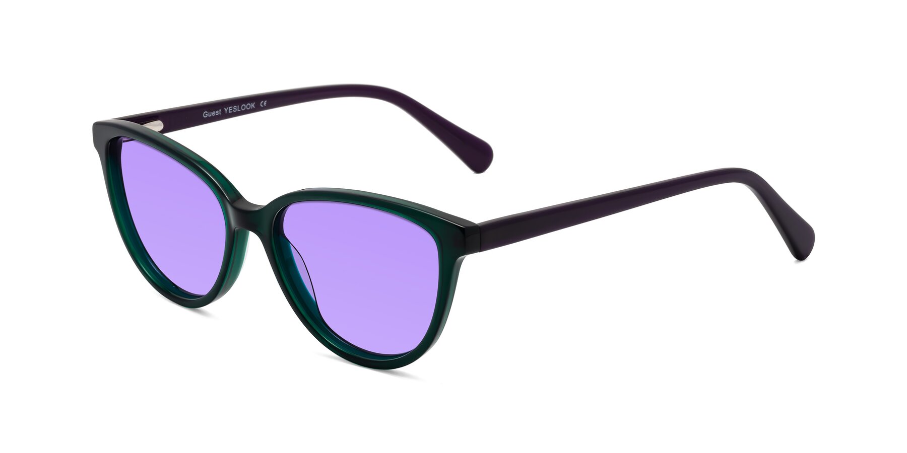 Angle of Guest in Green-Purple with Medium Purple Tinted Lenses