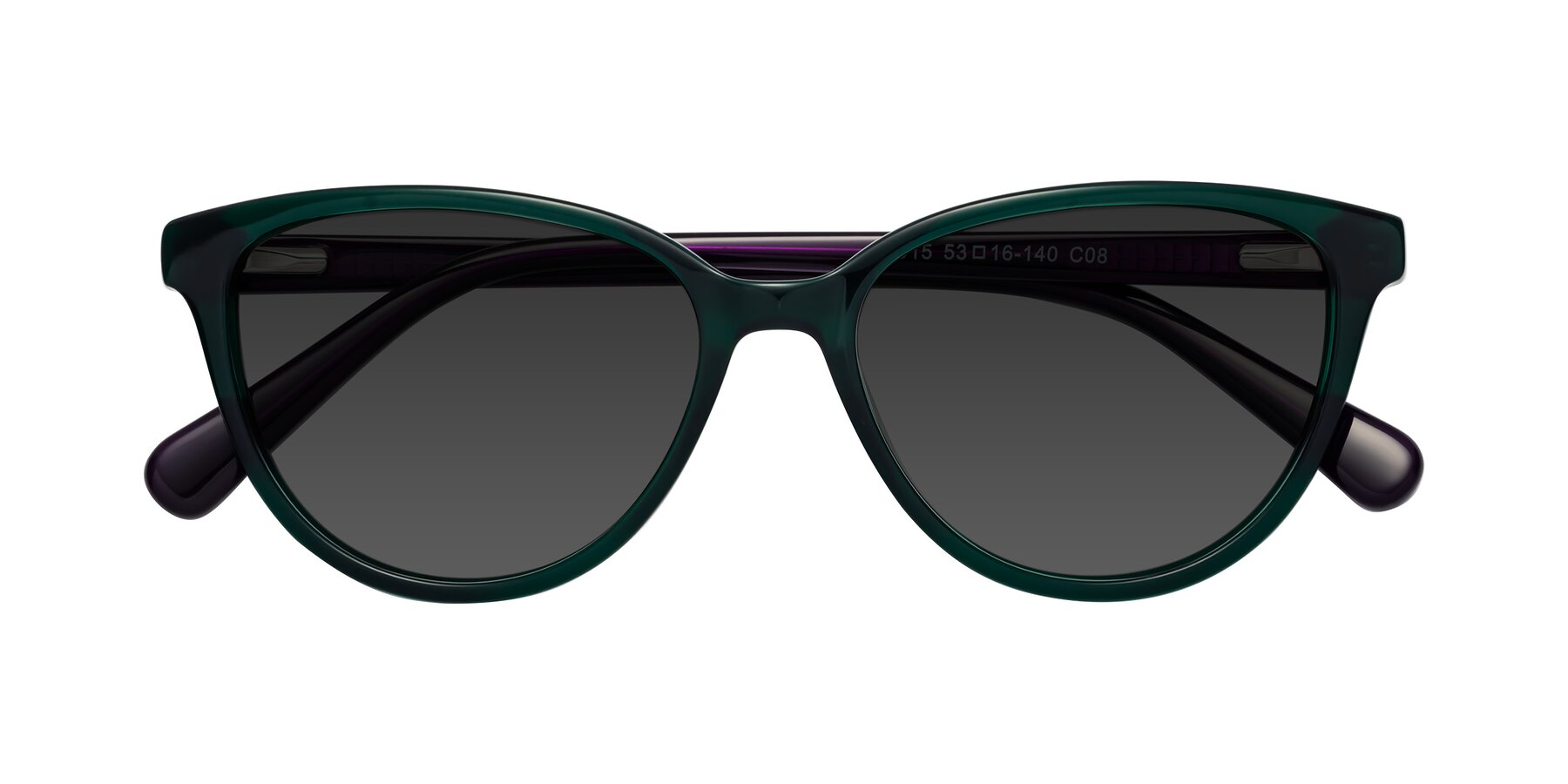 Folded Front of Guest in Green-Purple with Gray Tinted Lenses