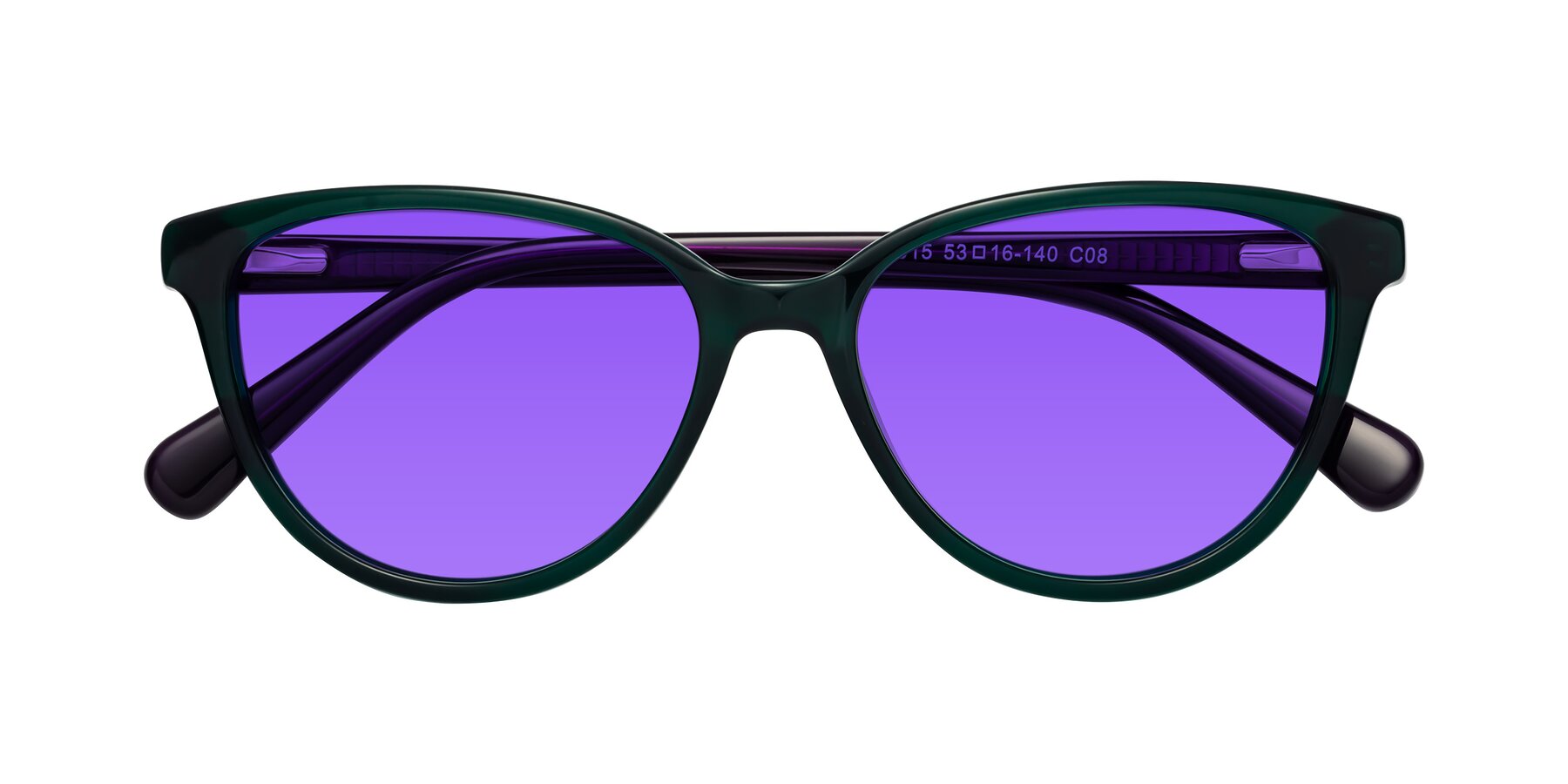 Folded Front of Guest in Green-Purple with Purple Tinted Lenses