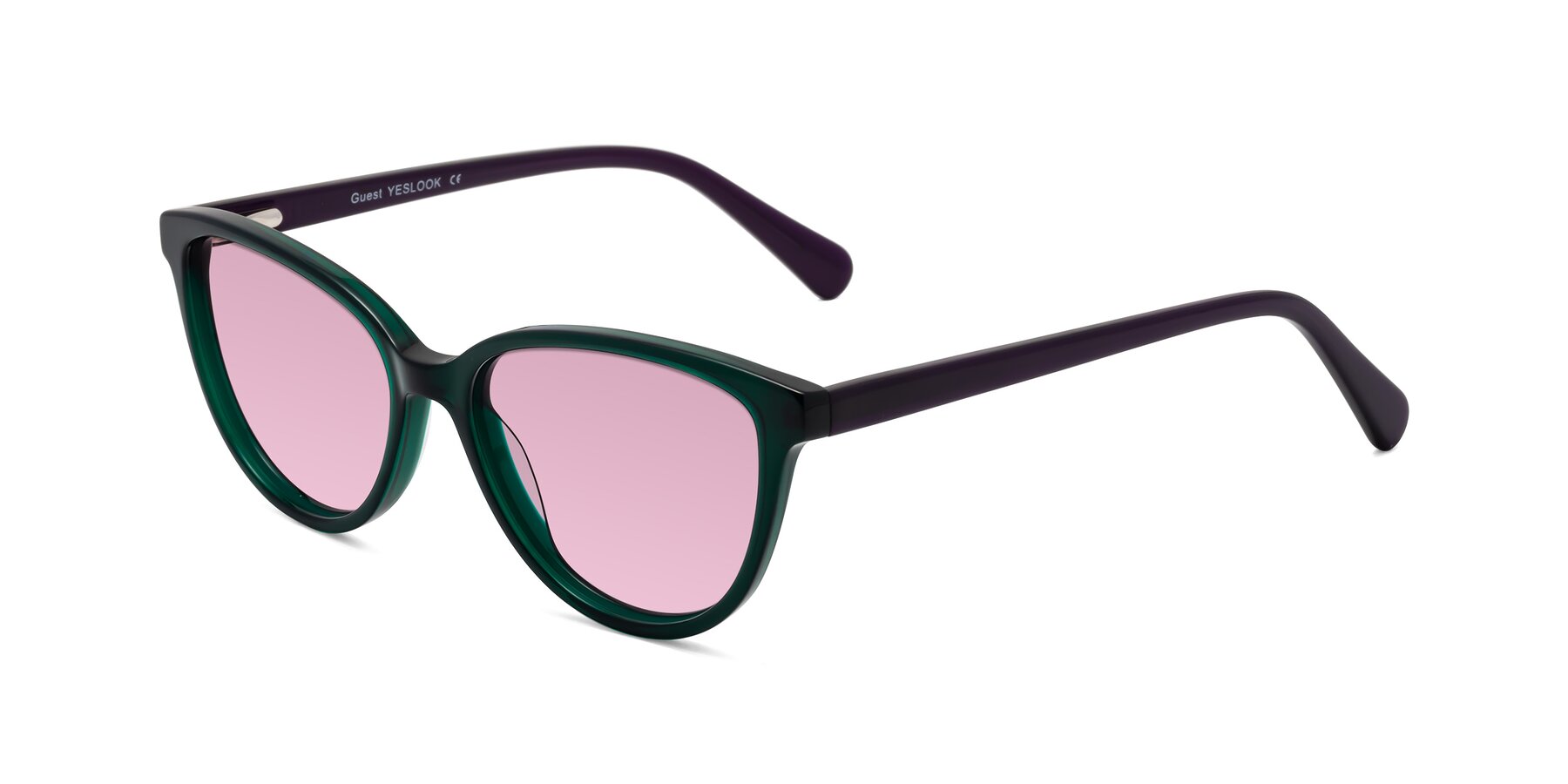 Angle of Guest in Green-Purple with Light Wine Tinted Lenses