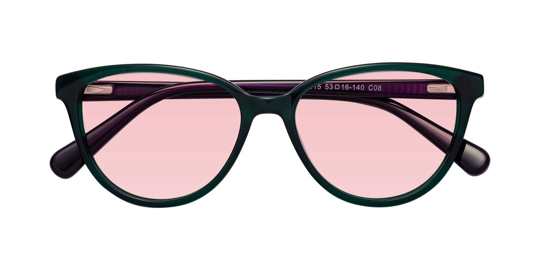 Folded Front of Guest in Green-Purple with Light Garnet Tinted Lenses