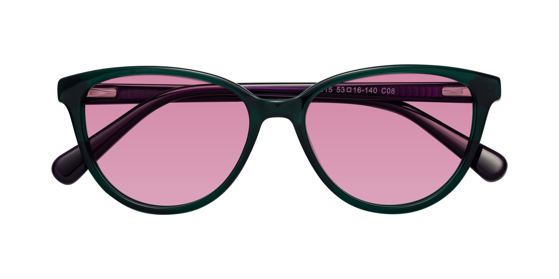 Folded Front of Guest in Green-Purple with Medium Wine Tinted Lenses