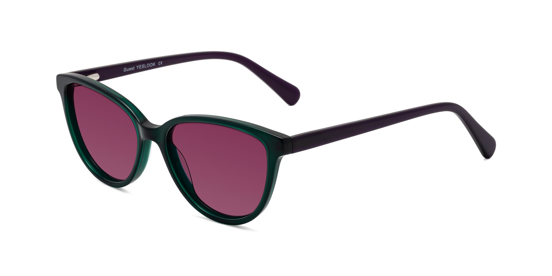 Angle of Guest in Green-Purple with Wine Tinted Lenses