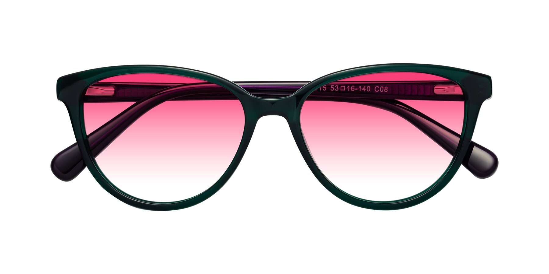 Folded Front of Guest in Green-Purple with Pink Gradient Lenses